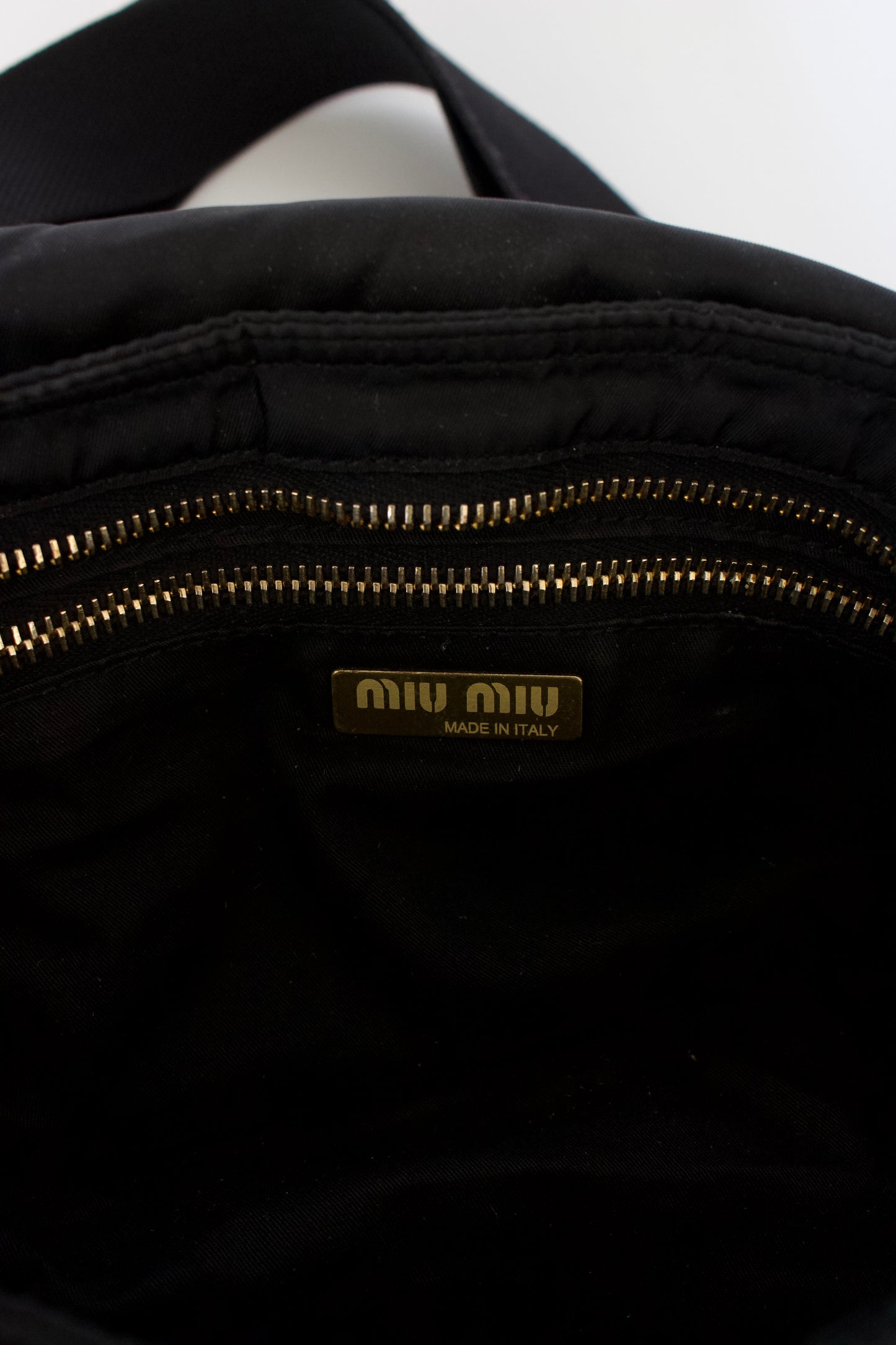 Miu Miu 2000s black nylon crossbody with carabiner