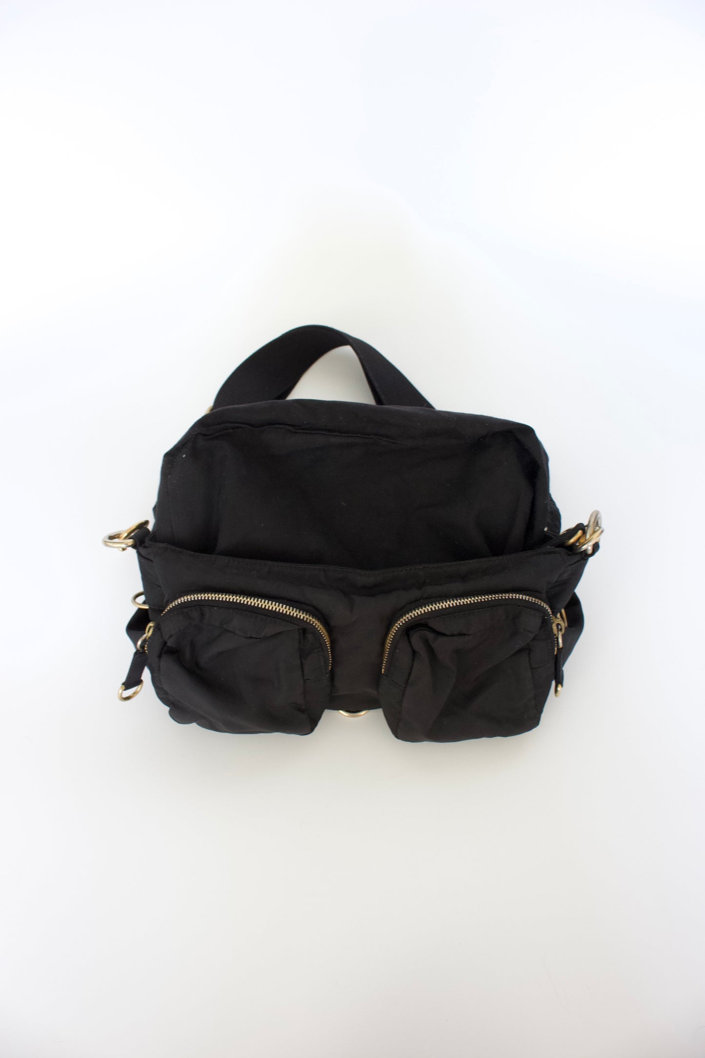 Miu Miu 2000s black nylon crossbody with carabiner