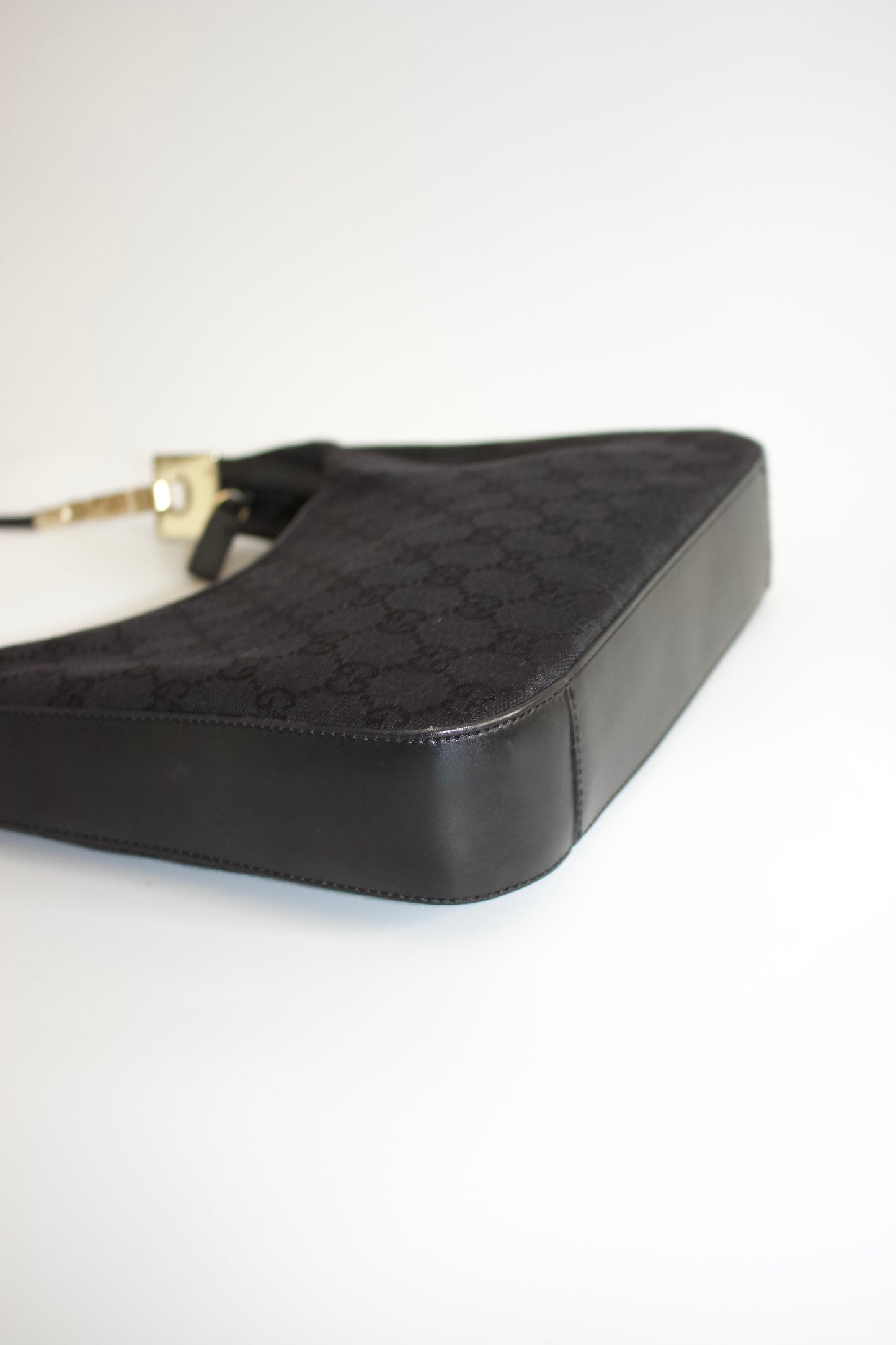 Gucci Tom Ford era black monogram canvas and leather bag