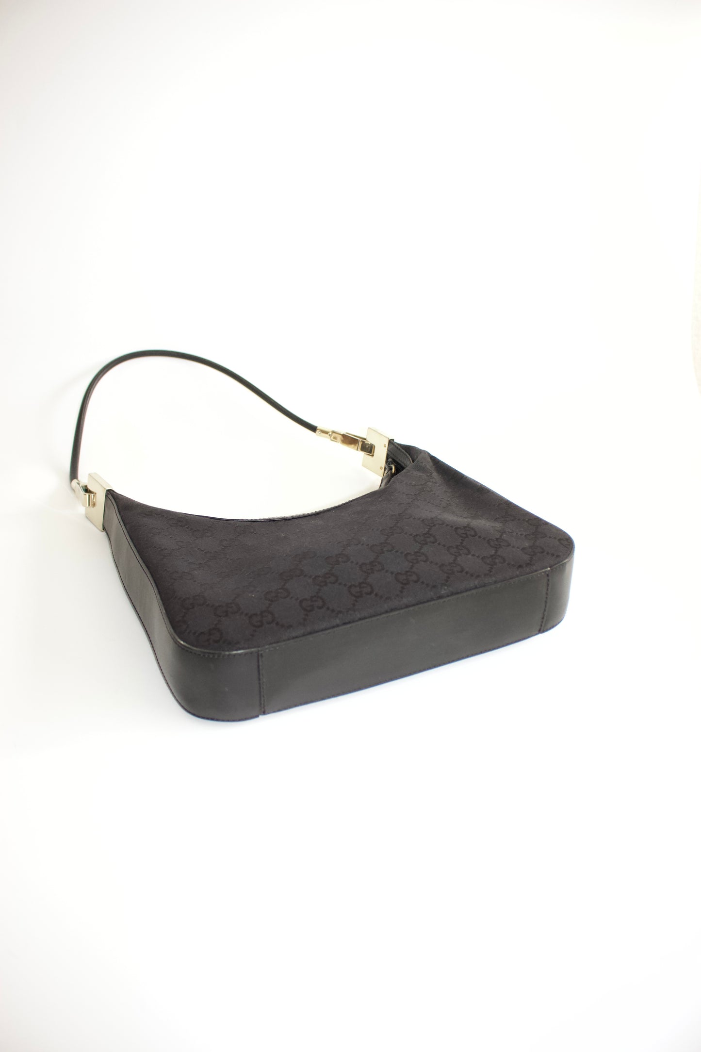 Gucci Tom Ford era black monogram canvas and leather bag