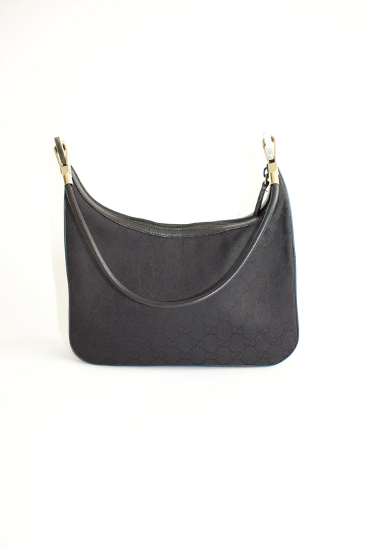 Gucci Tom Ford era black monogram canvas and leather bag