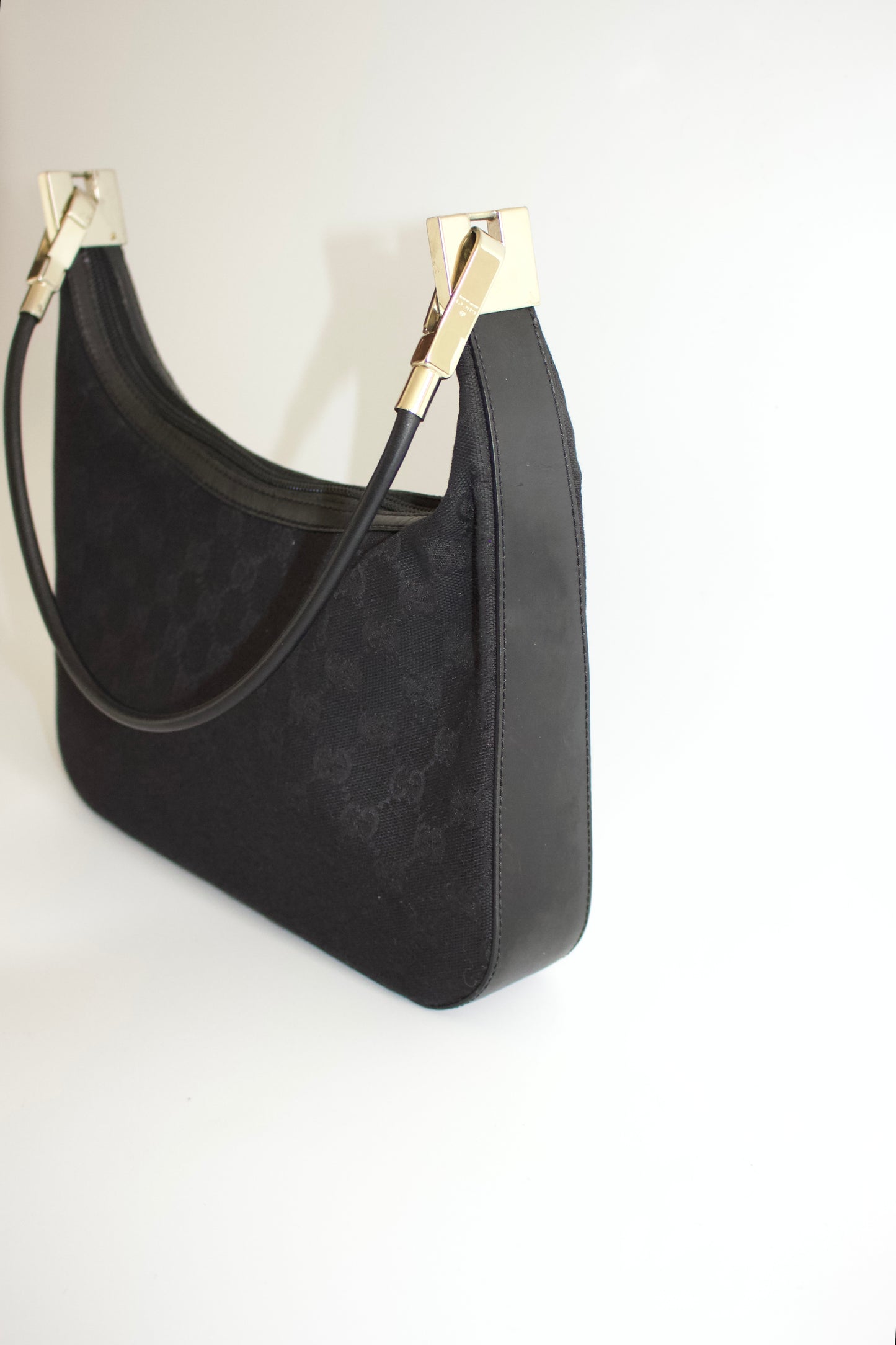 Gucci Tom Ford era black monogram canvas and leather bag