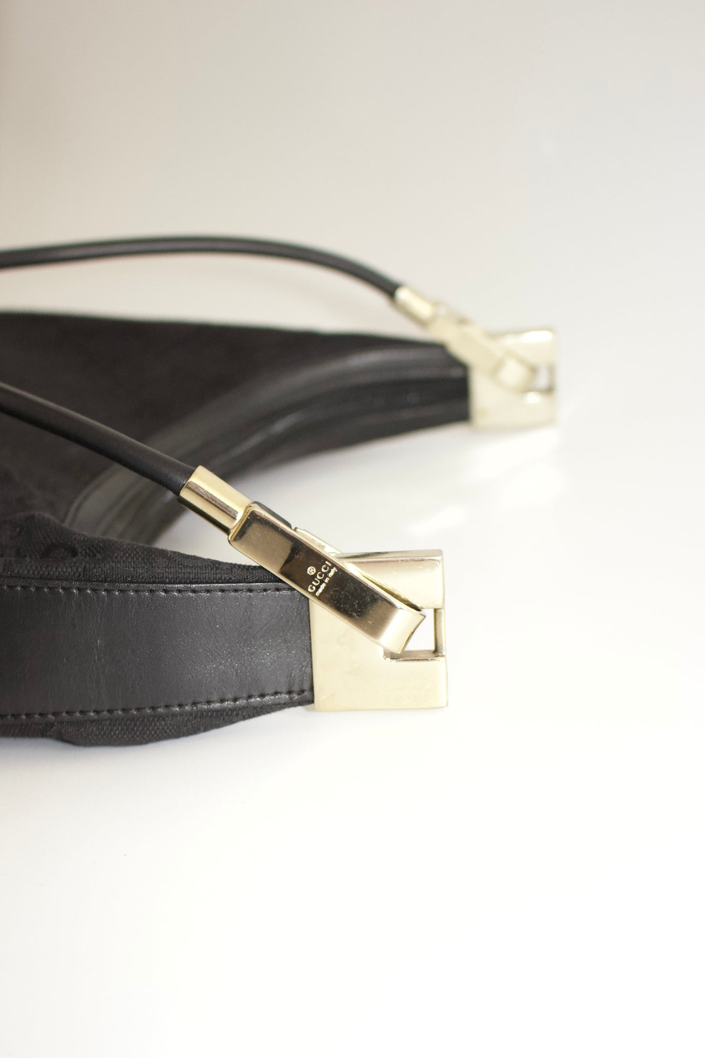 Gucci Tom Ford era black monogram canvas and leather bag