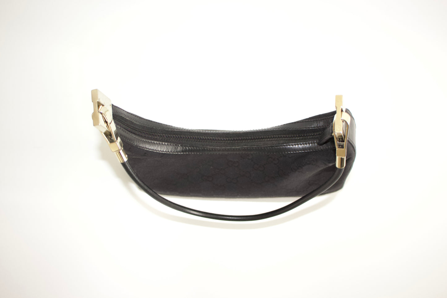 Gucci Tom Ford era black monogram canvas and leather bag