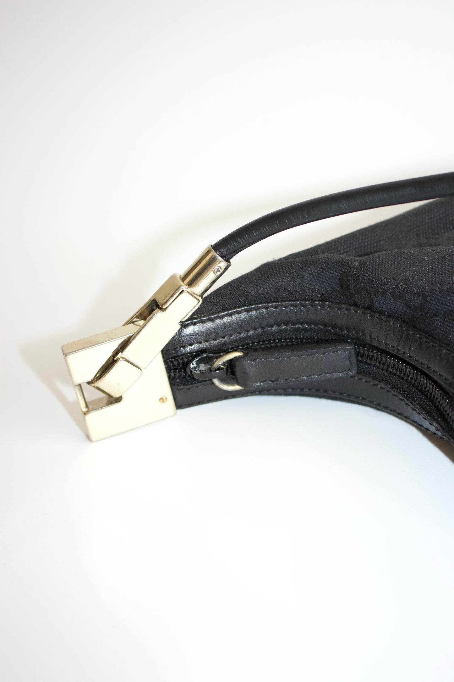 Gucci Tom Ford era black monogram canvas and leather bag