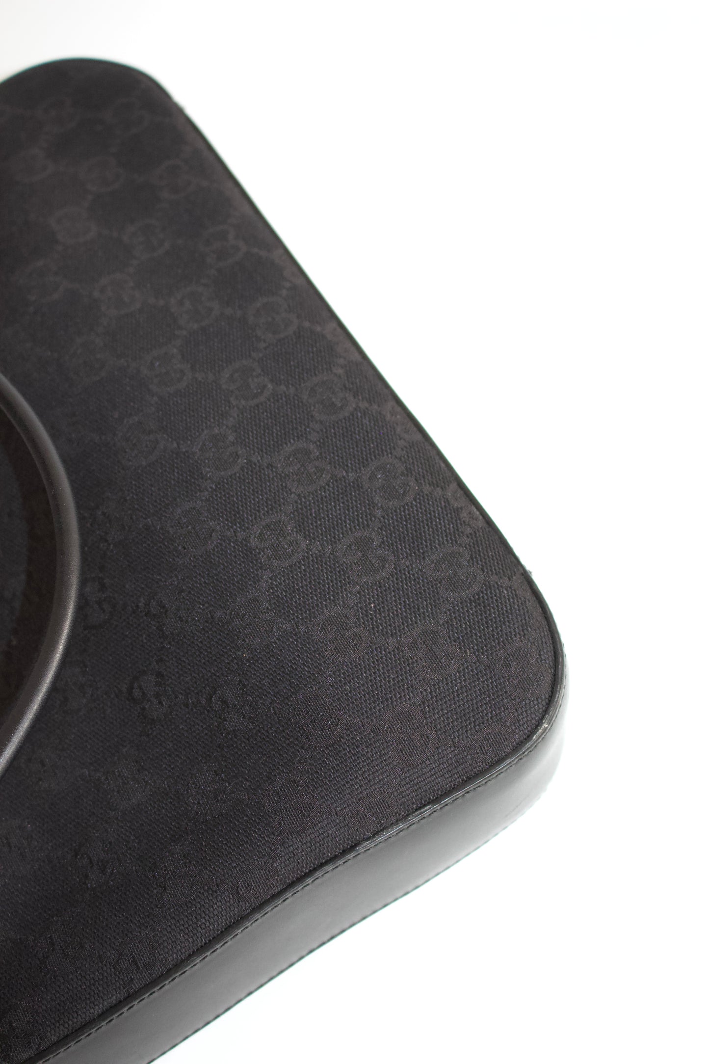 Gucci Tom Ford era black monogram canvas and leather bag
