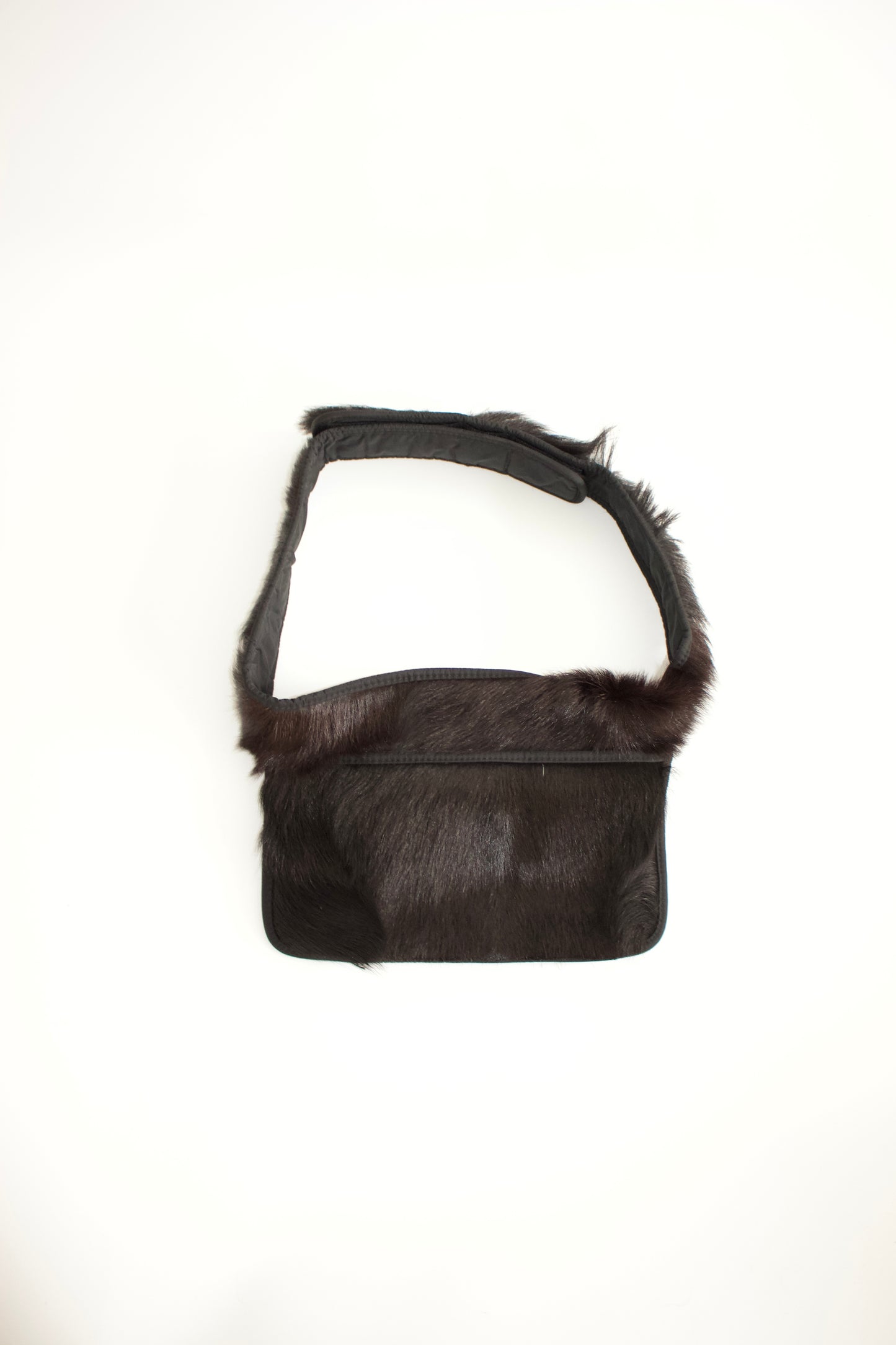 Prada FW1999 black goat fur belt bag