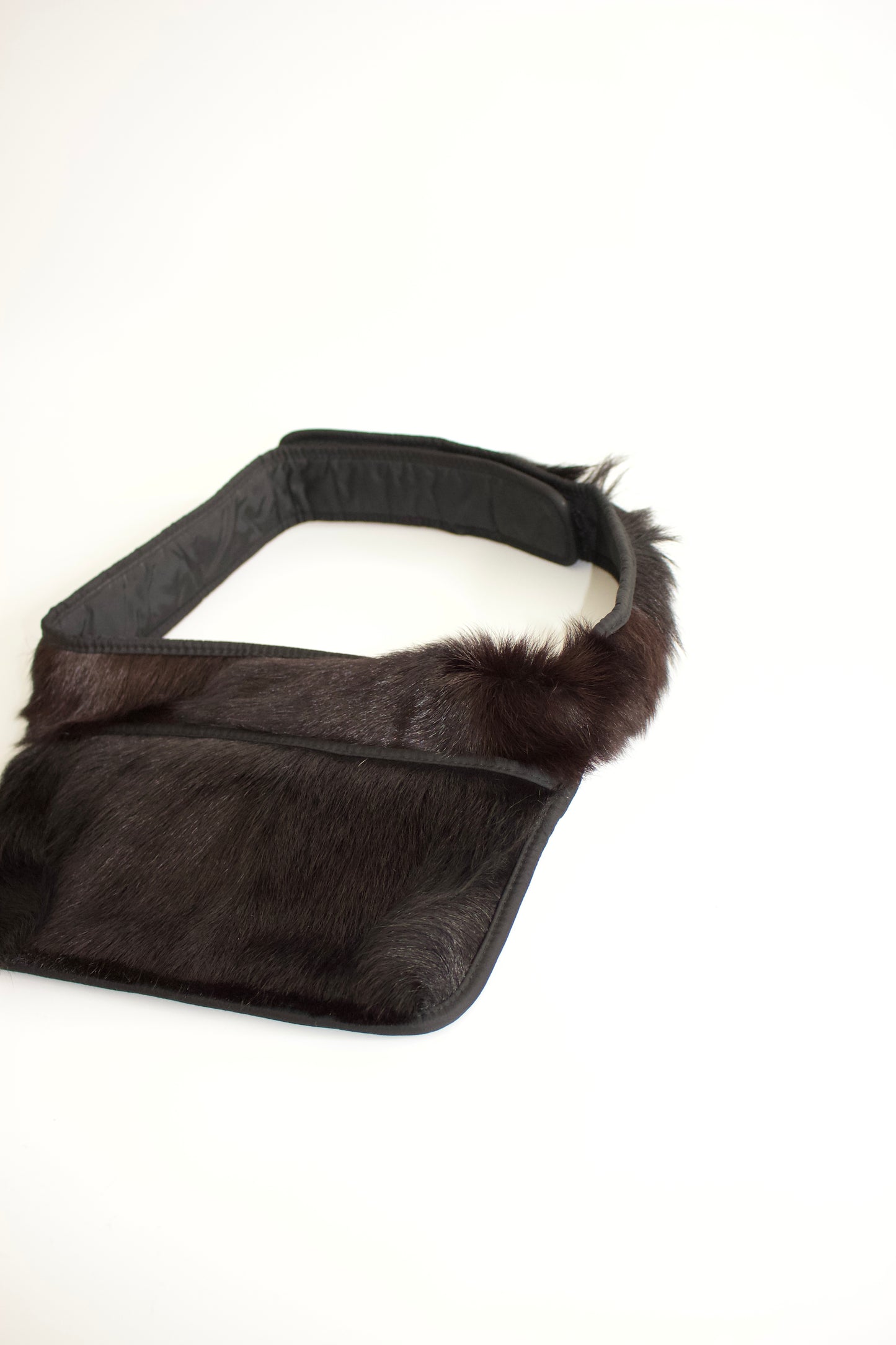 Prada FW1999 black goat fur belt bag