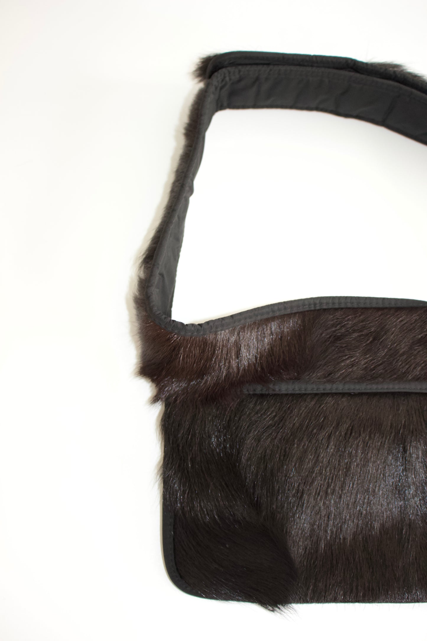 Prada FW1999 black goat fur belt bag