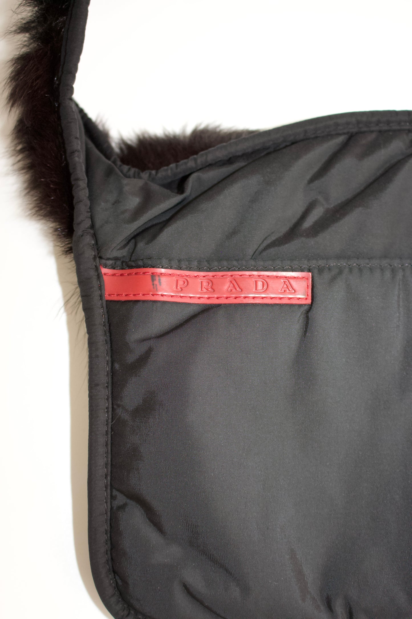 Prada FW1999 black goat fur belt bag
