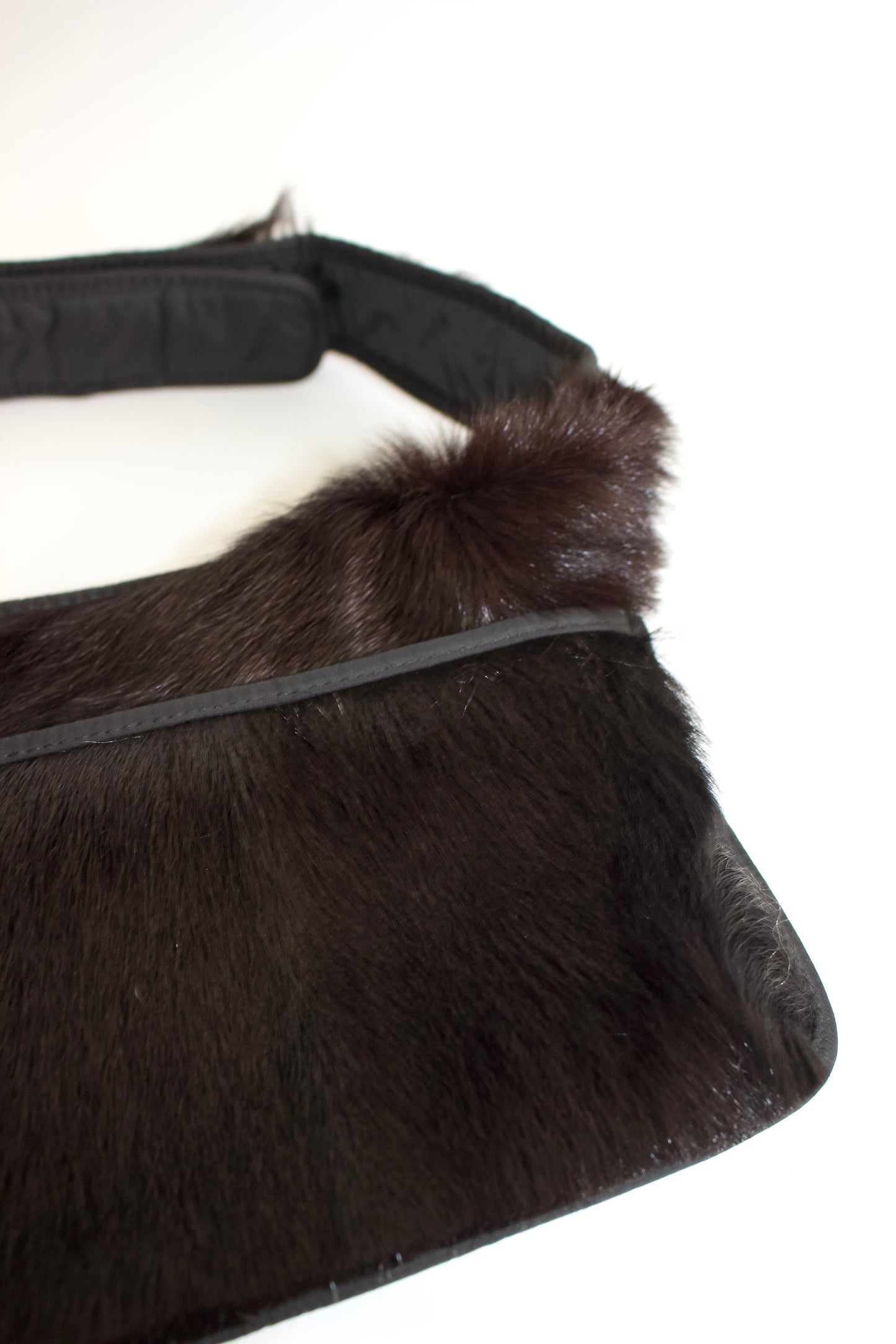 Prada FW1999 black goat fur belt bag