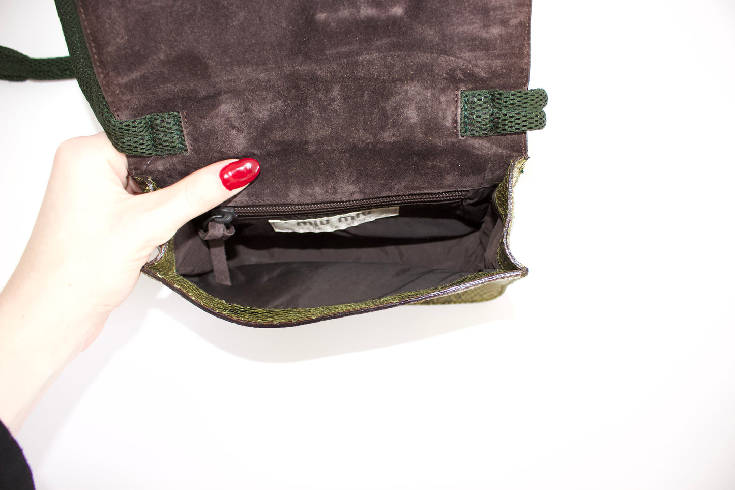 Miu Miu FW1999 green python leather crossbody