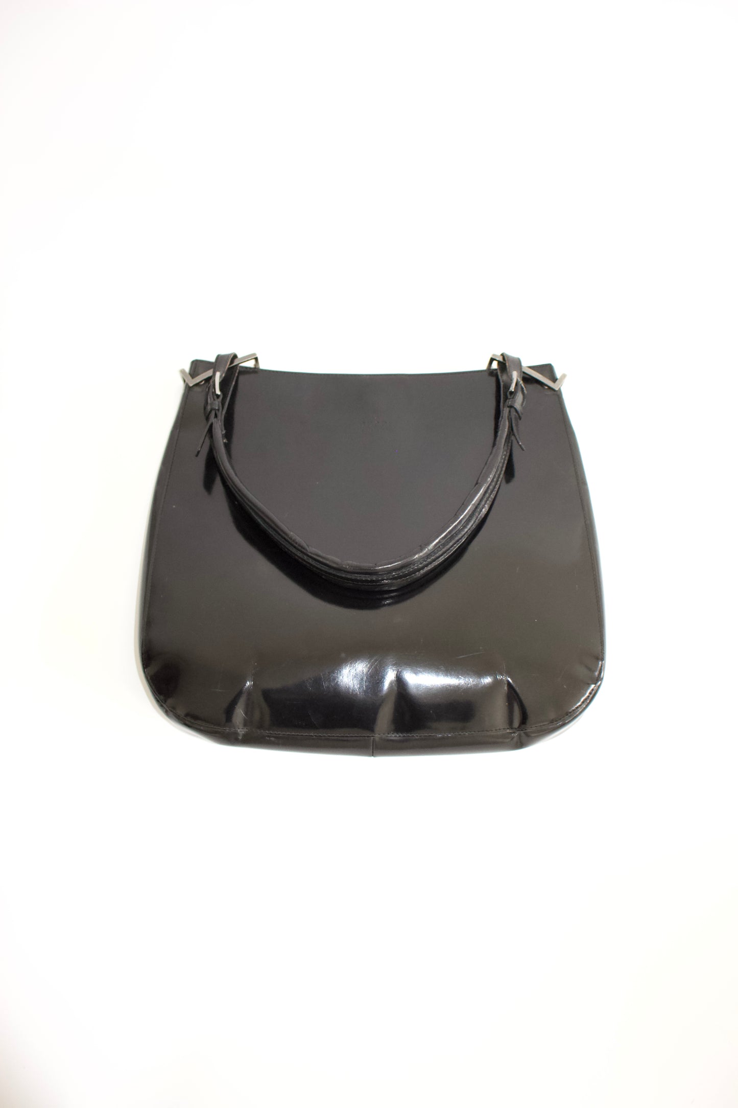 Gucci FW1998 Tom Ford era black glossy leather hobo