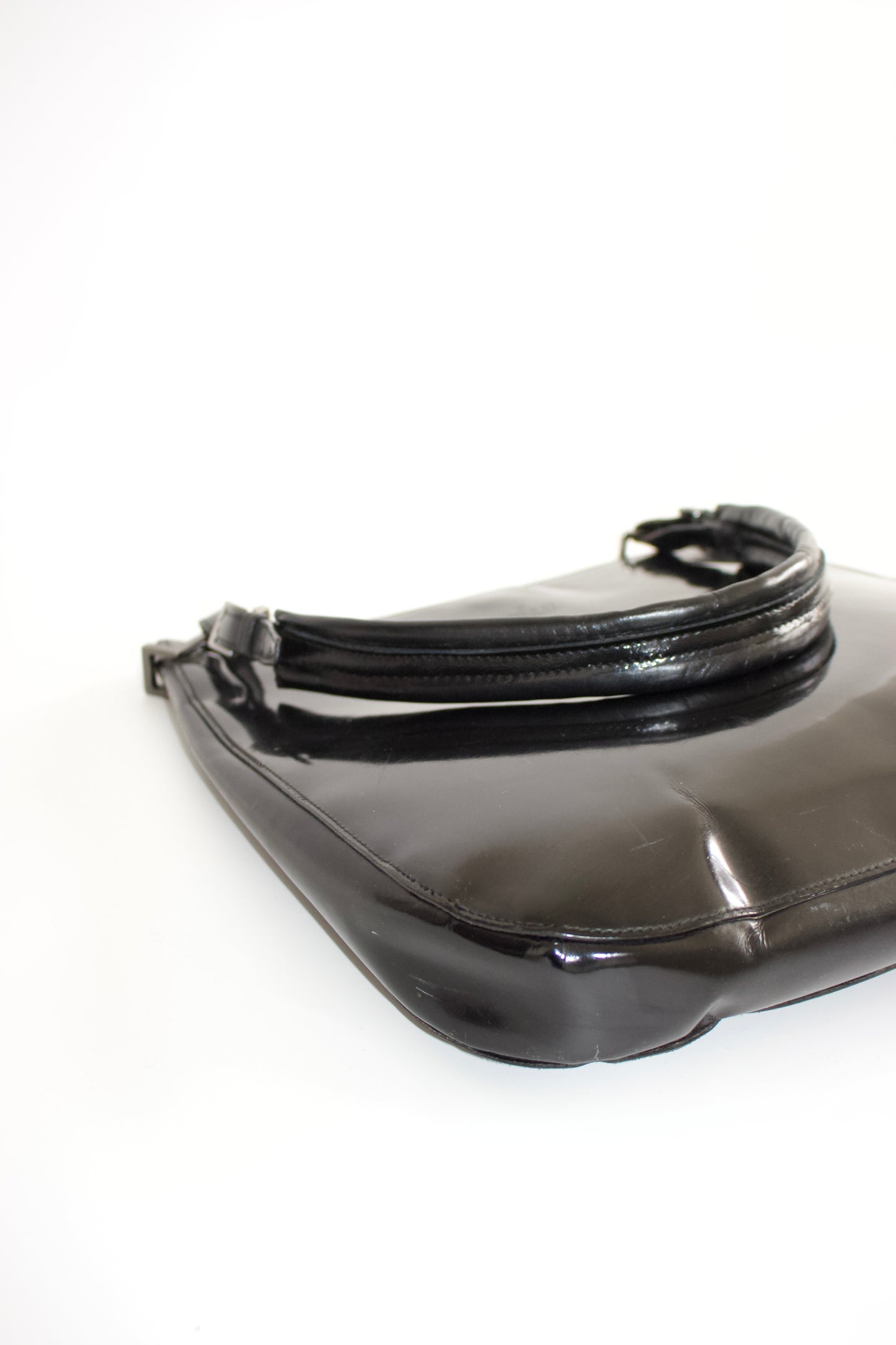 Gucci FW1998 Tom Ford era black glossy leather hobo