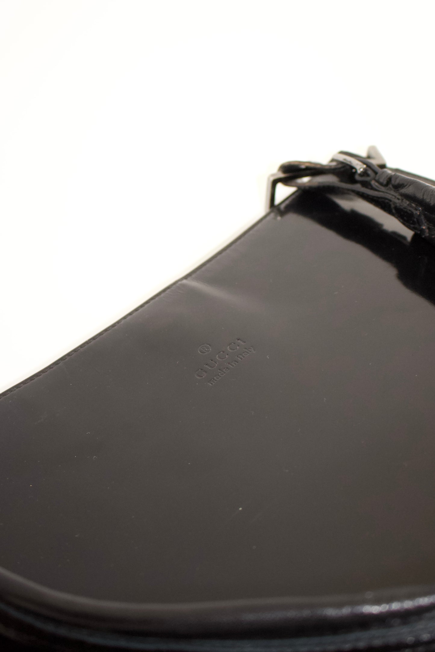 Gucci FW1998 Tom Ford era black glossy leather hobo