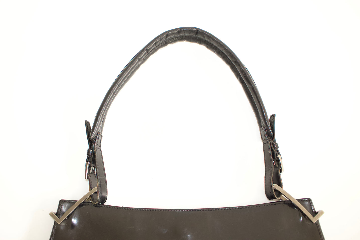 Gucci FW1998 Tom Ford era black glossy leather hobo
