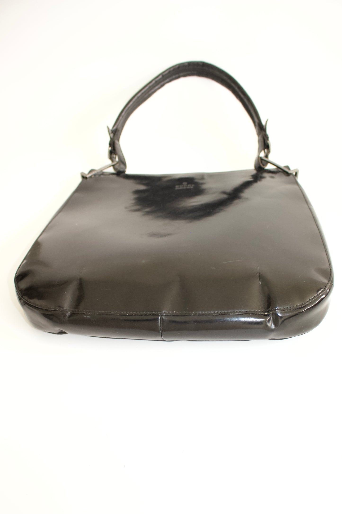 Gucci FW1998 Tom Ford era black glossy leather hobo