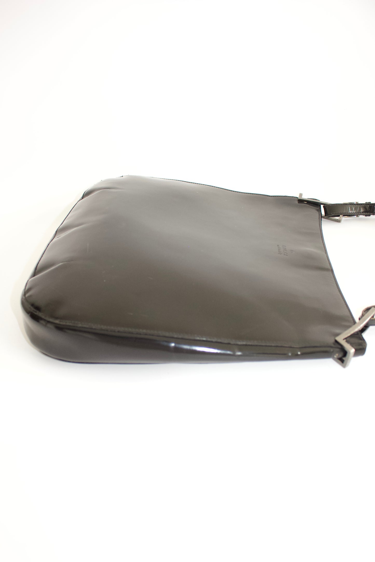 Gucci FW1998 Tom Ford era black glossy leather hobo