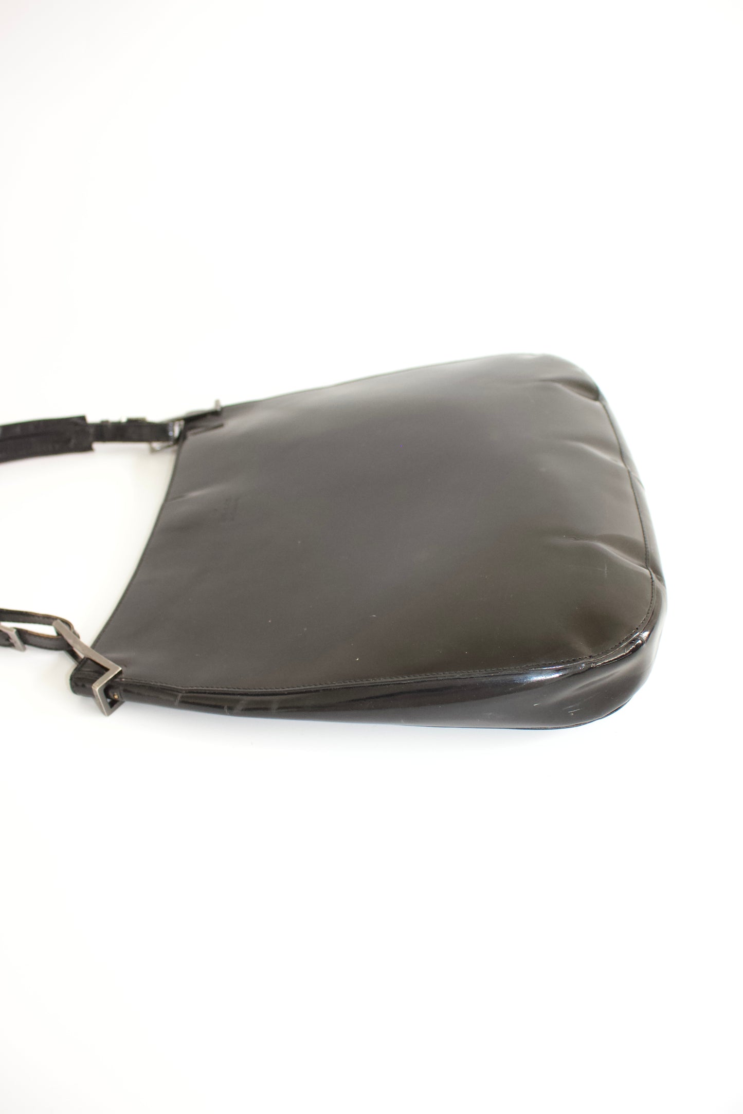 Gucci FW1998 Tom Ford era black glossy leather hobo