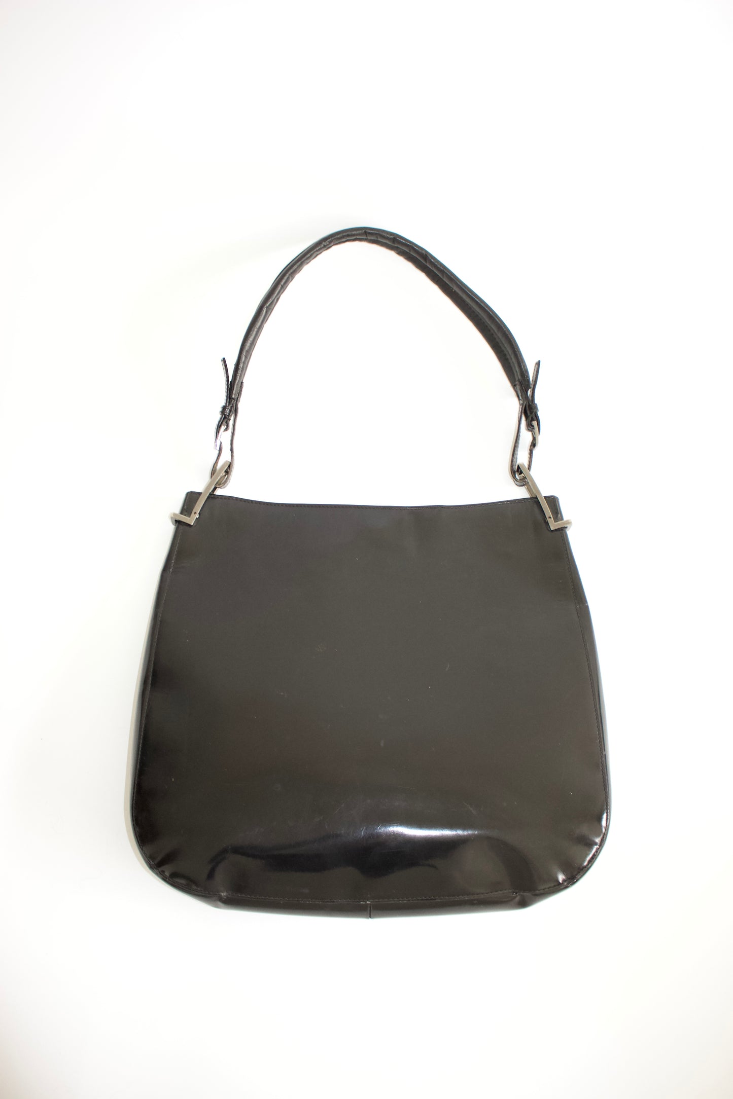 Gucci FW1998 Tom Ford era black glossy leather hobo
