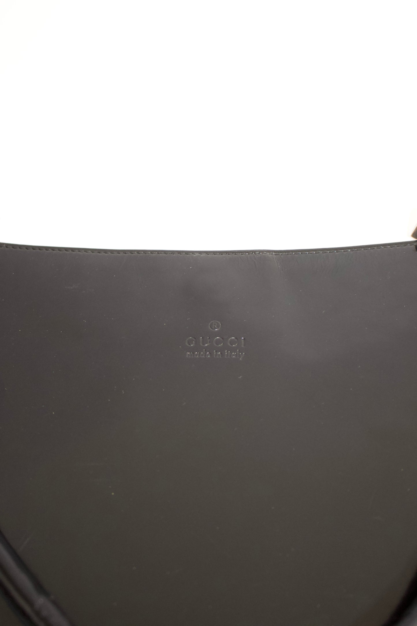 Gucci FW1998 Tom Ford era black glossy leather hobo