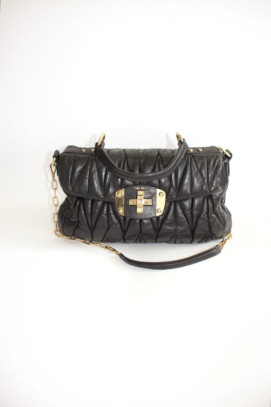 Miu Miu black matelassé crossbody
