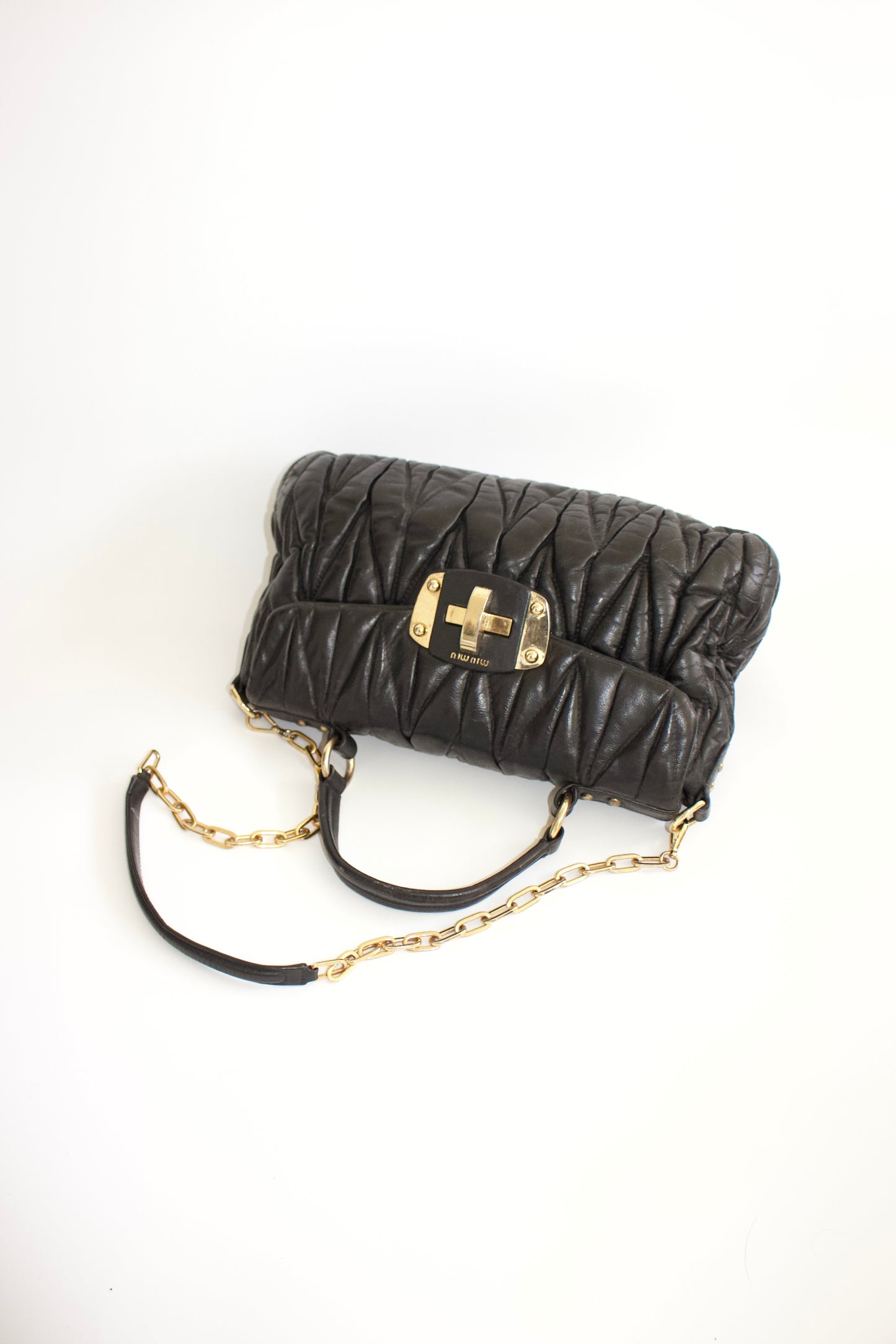 Miu Miu black matelassé crossbody