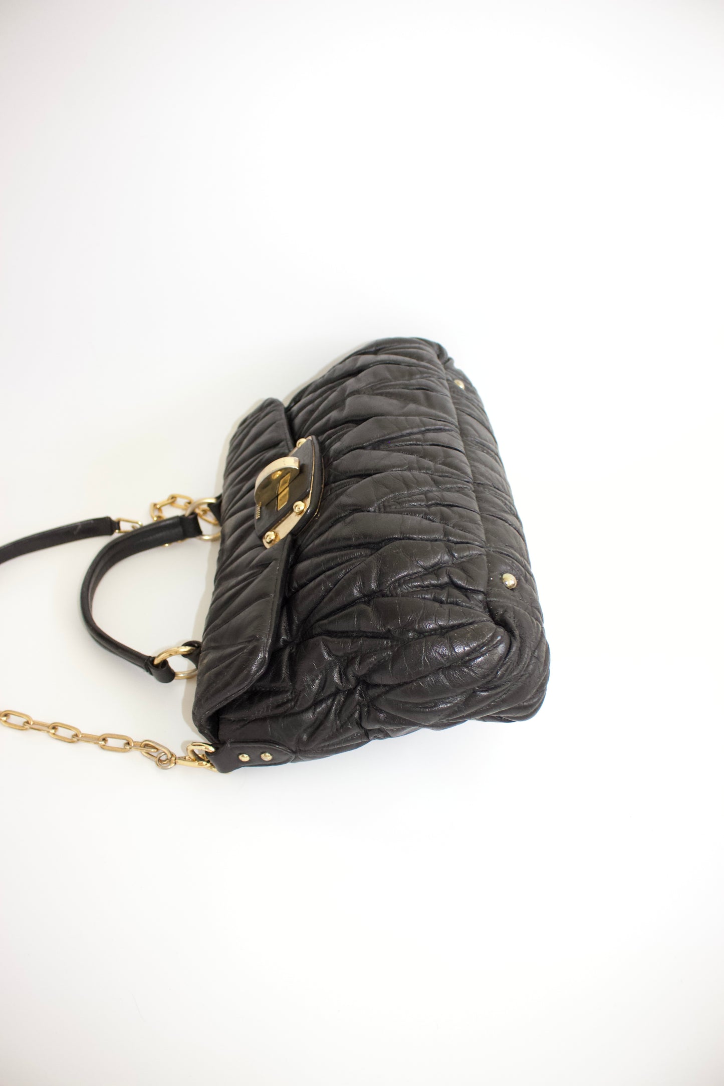 Miu Miu black matelassé crossbody