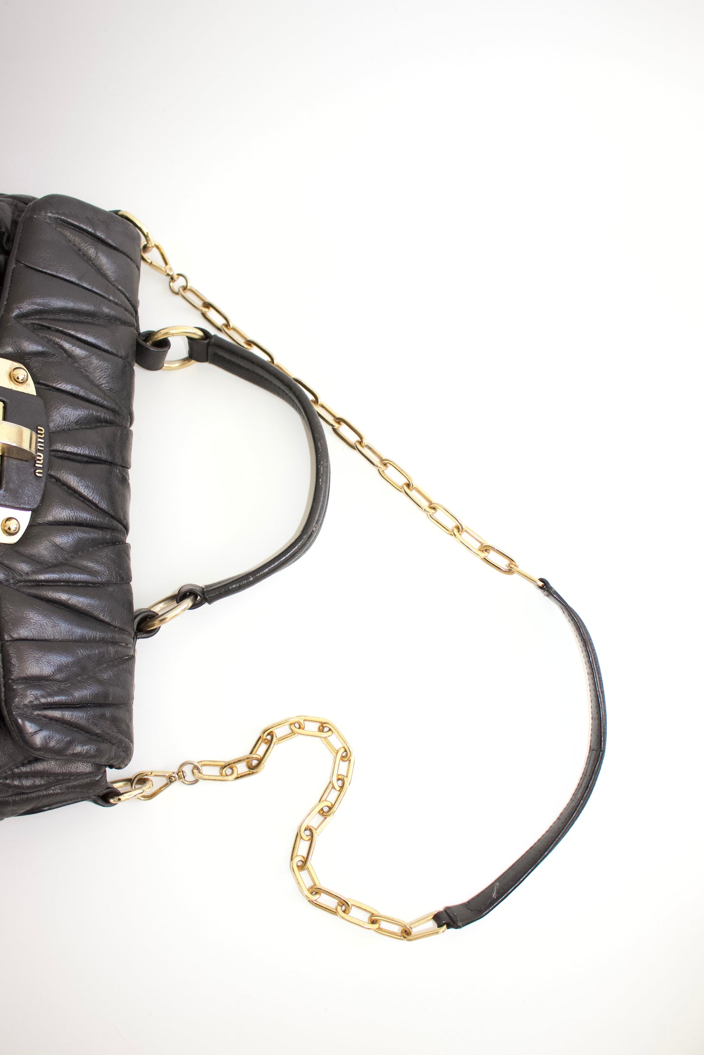 Miu Miu black matelassé crossbody
