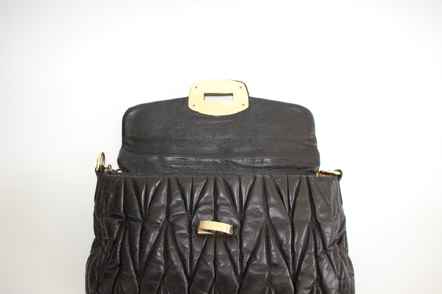 Miu Miu black matelassé crossbody