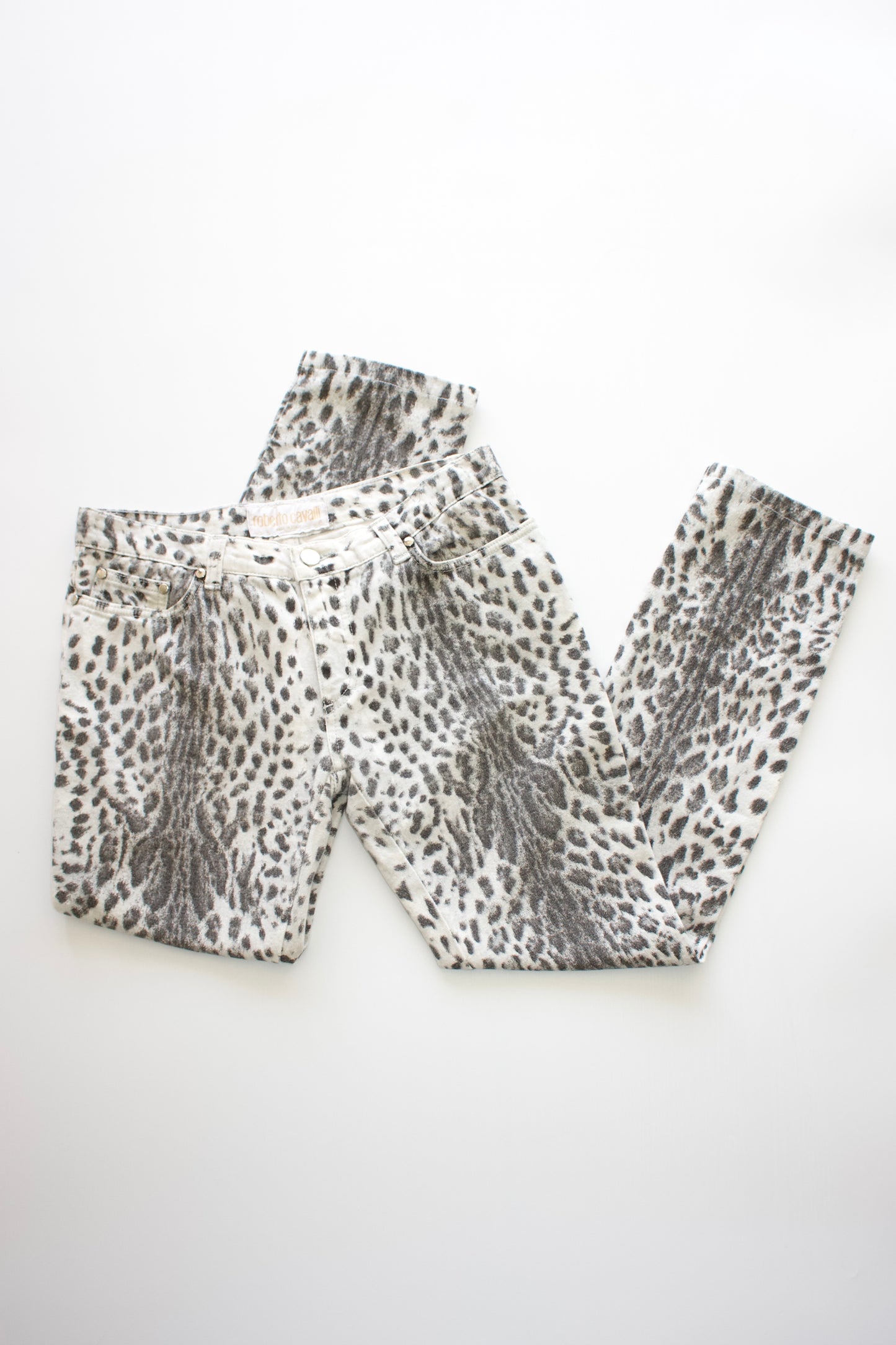 Roberto Cavalli cheetah print jeans