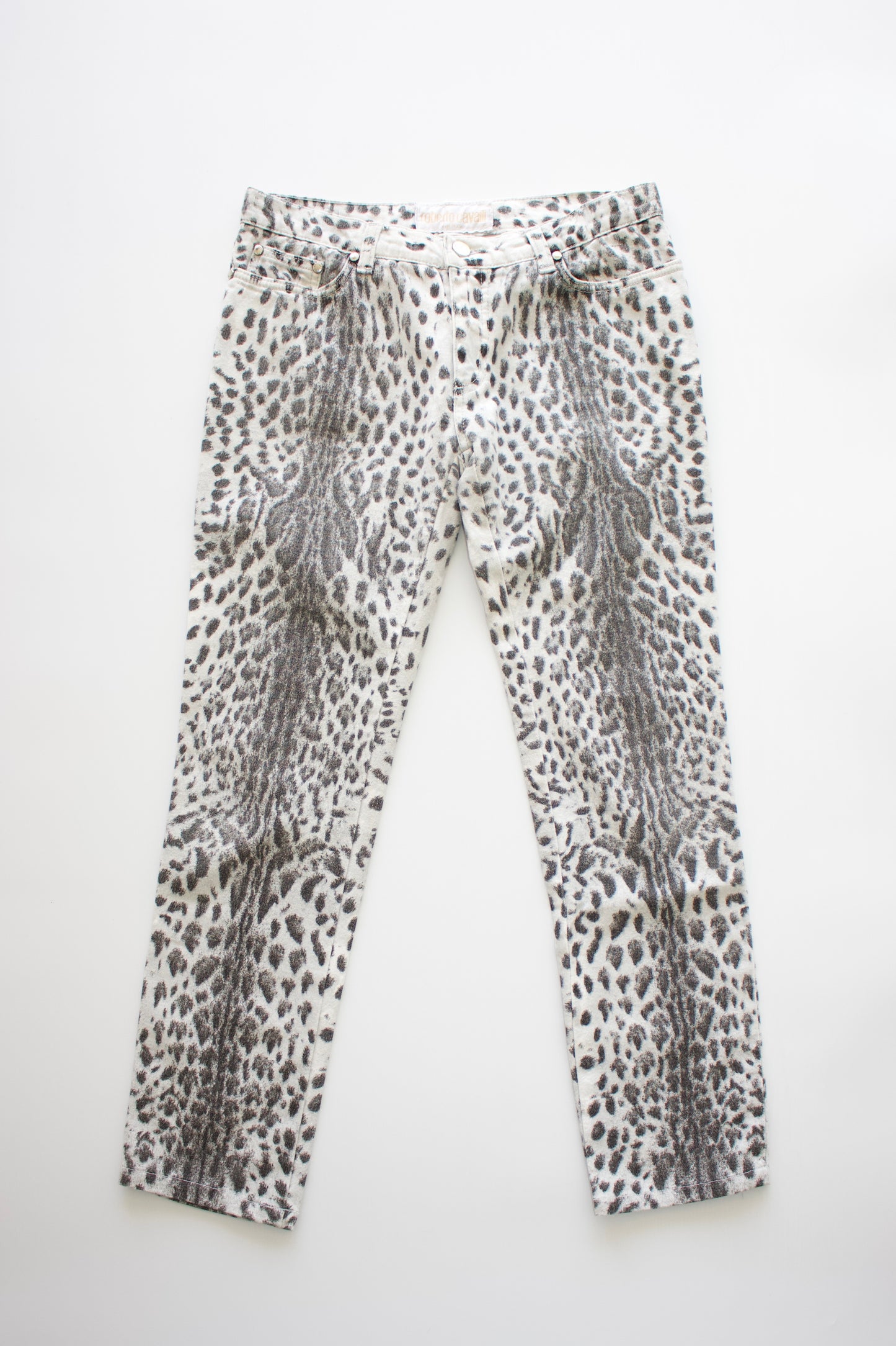 Roberto Cavalli cheetah print jeans