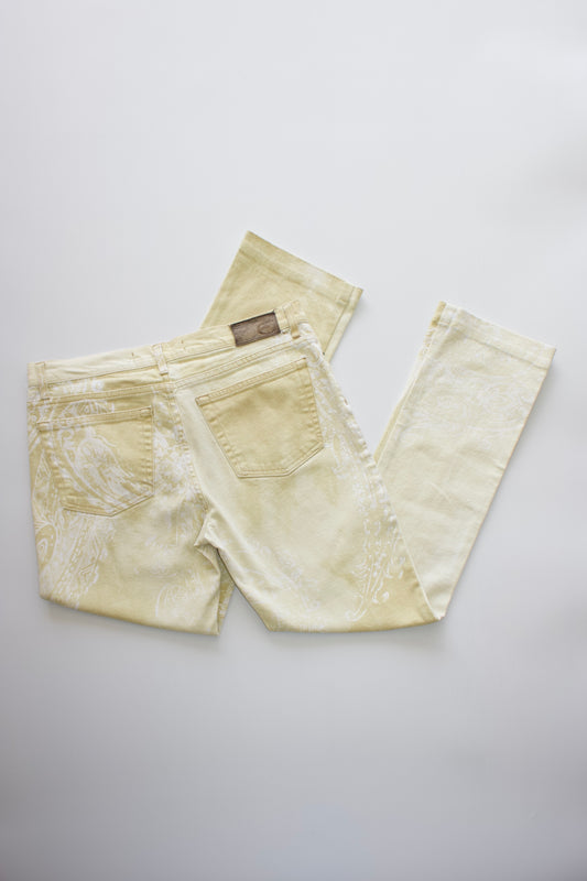 Roberto Cavalli 2000s cream paisley print jeans