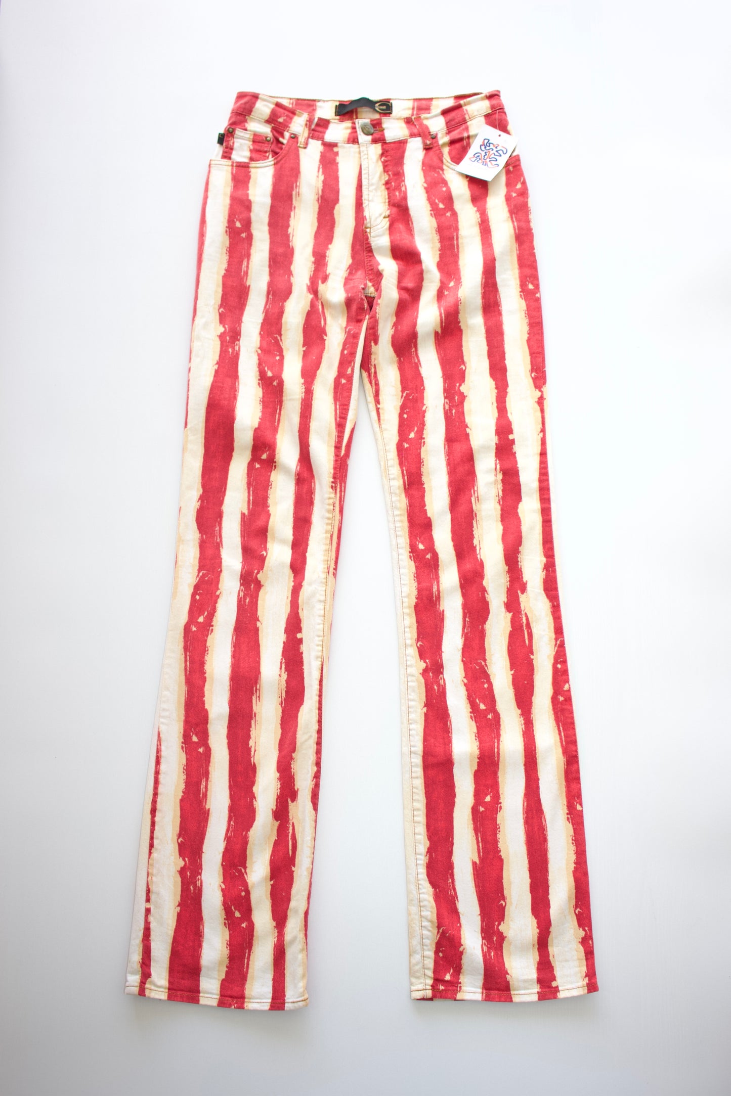 Roberto Cavalli red and white striped jeans