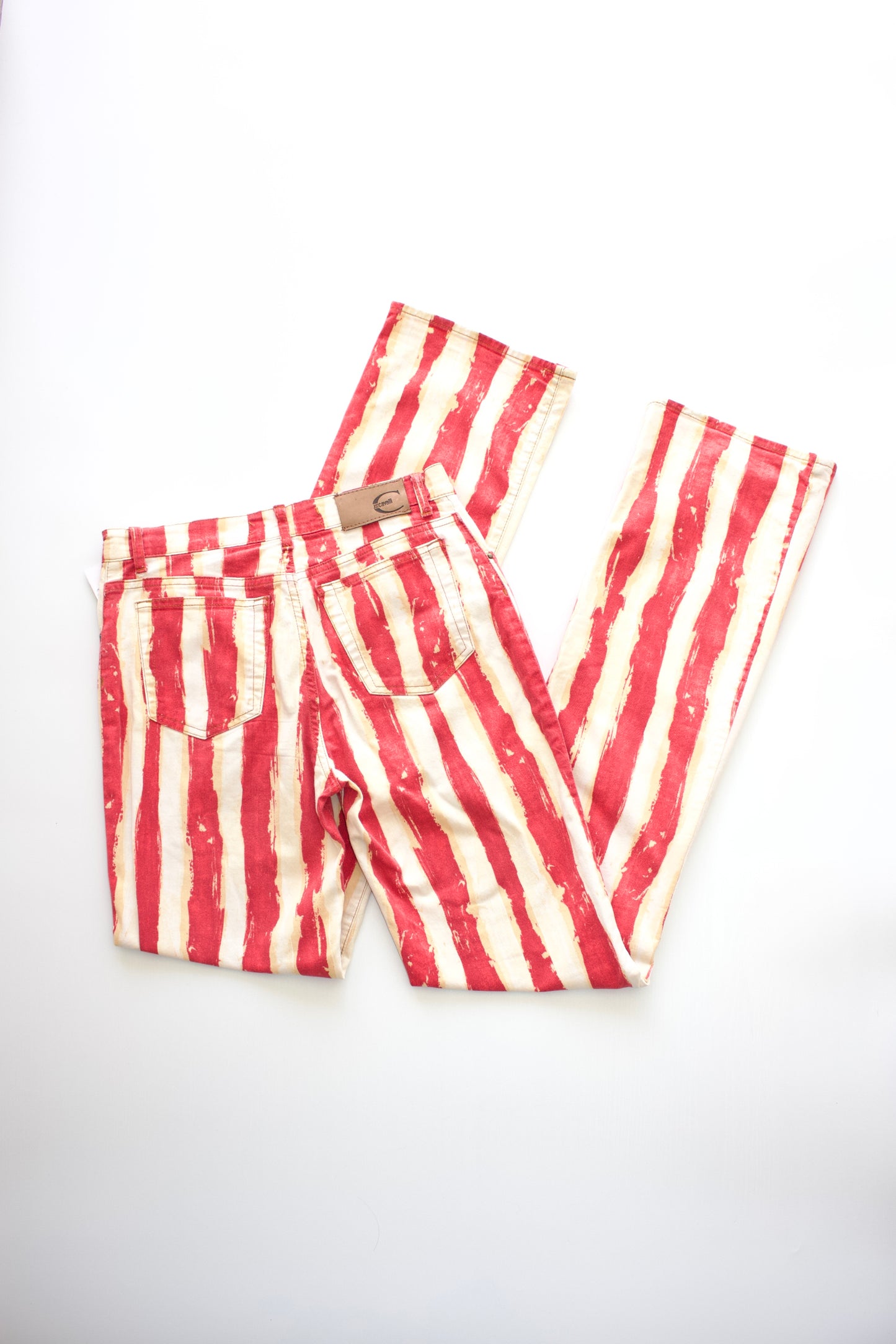 Roberto Cavalli red and white striped jeans