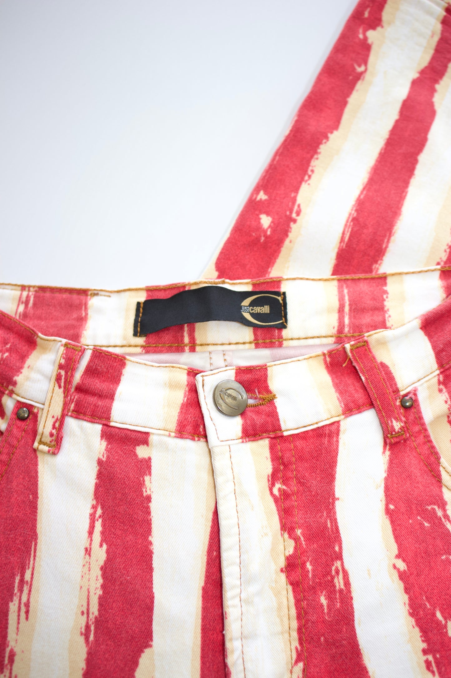 Roberto Cavalli red and white striped jeans