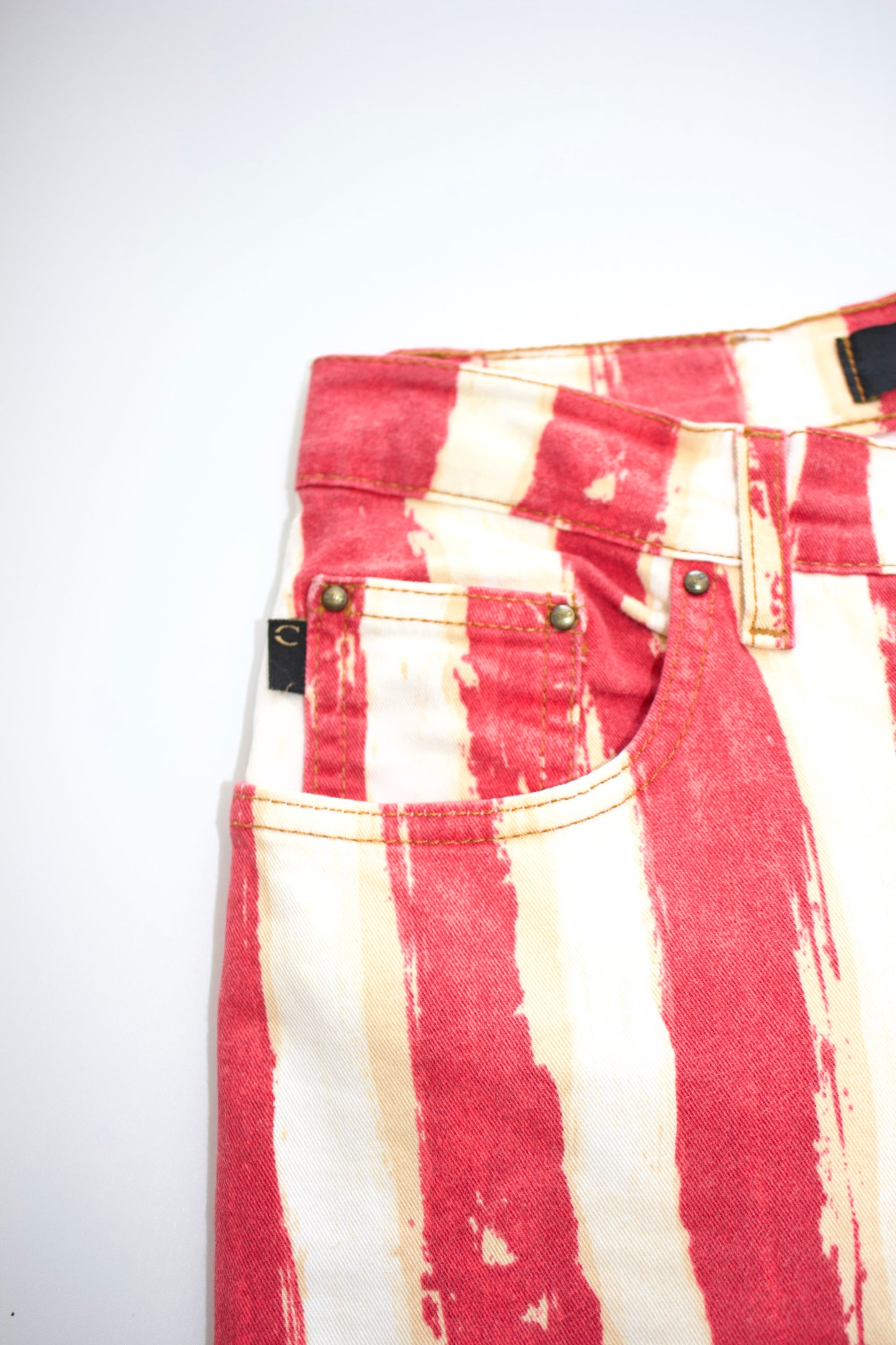 Roberto Cavalli red and white striped jeans