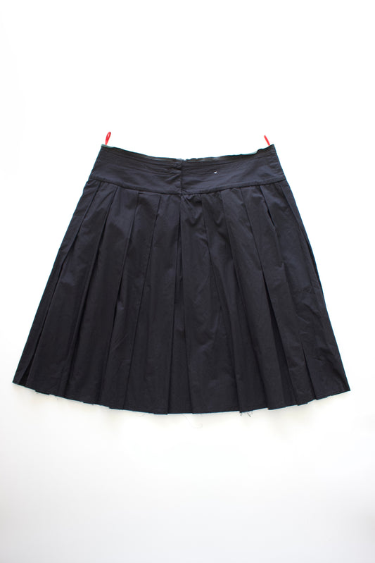 Prada 2000s black cotton pleated midi-skirt