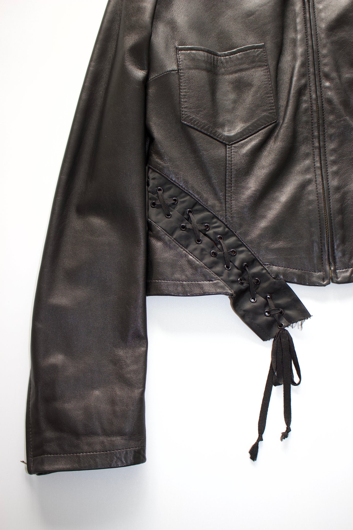 Dolce & Gabbana SS 2002 black leather jacket with laces