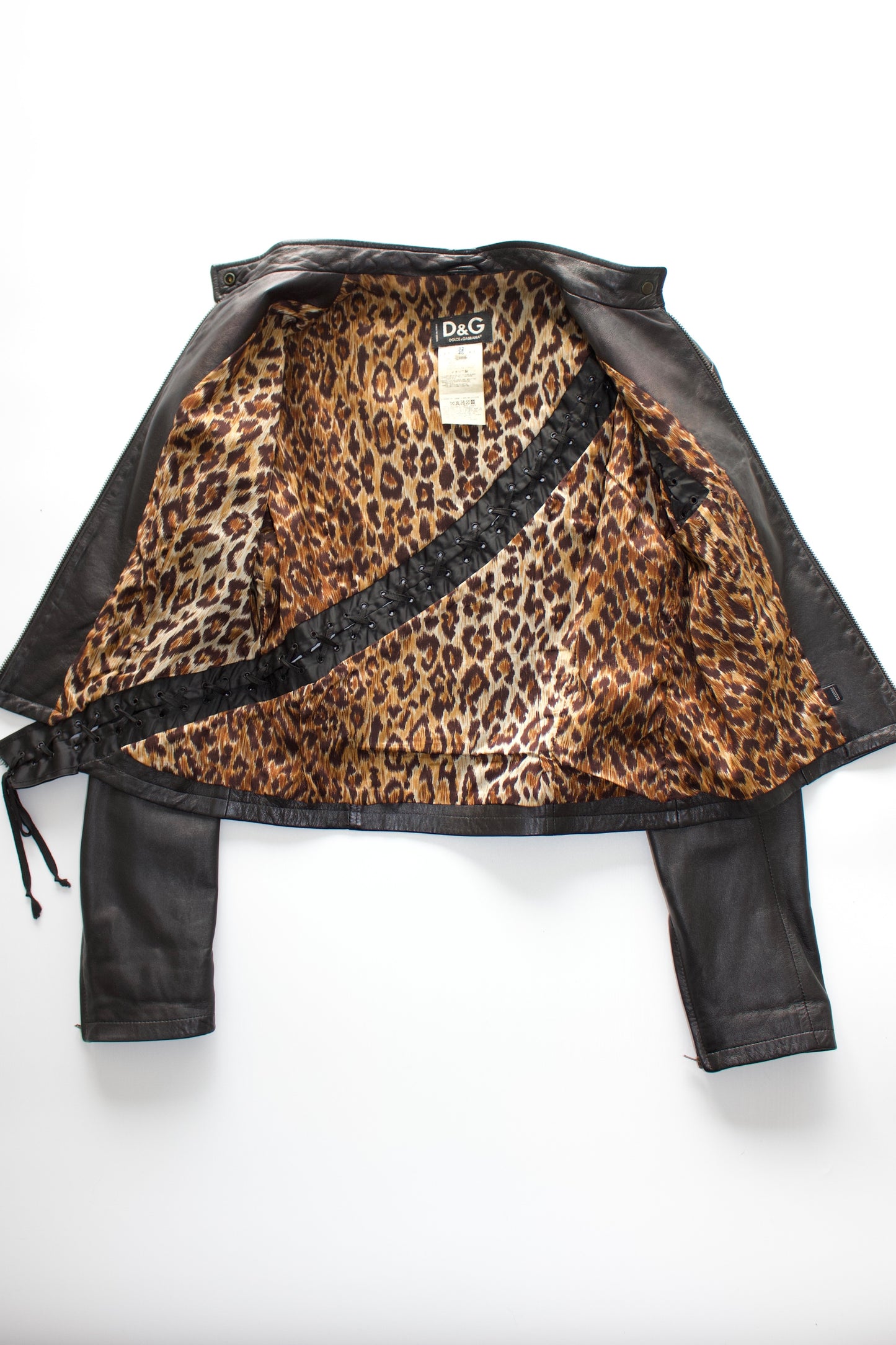 Dolce & Gabbana SS 2002 black leather jacket with laces
