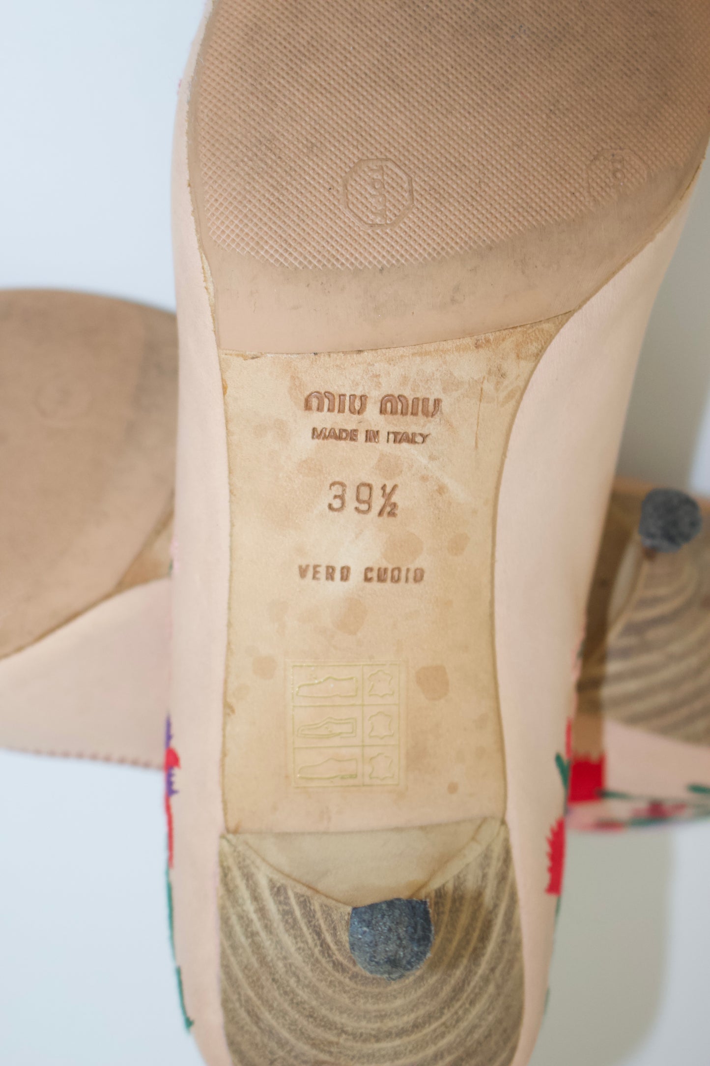 Miu Miu pink floral kitten heels