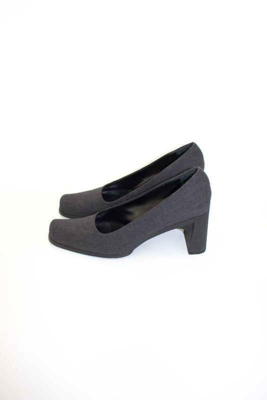 Prada FW 1999 grey fabric pumps