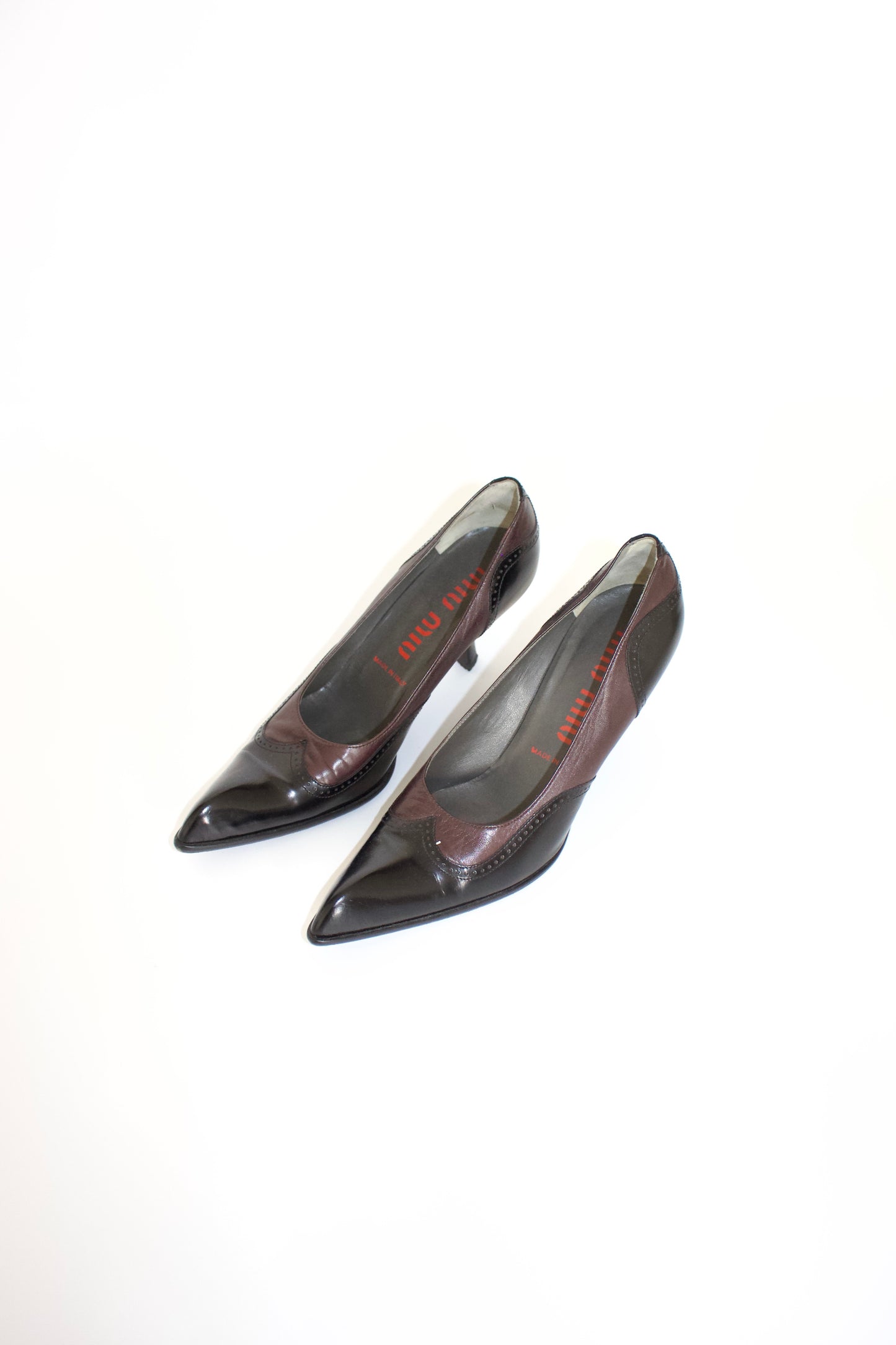 Miu Miu 90s black and purple kitten heels