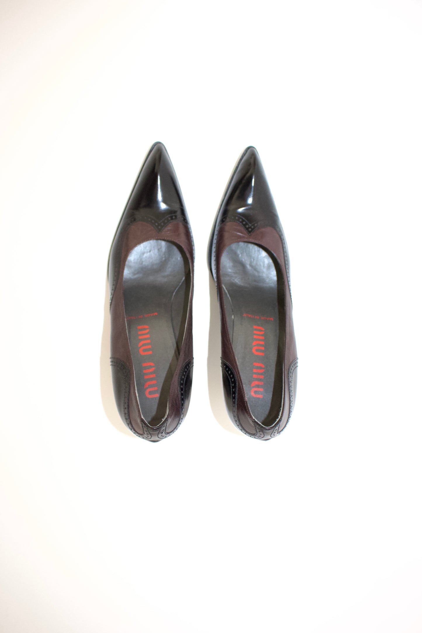 Miu Miu 90s black and purple kitten heels