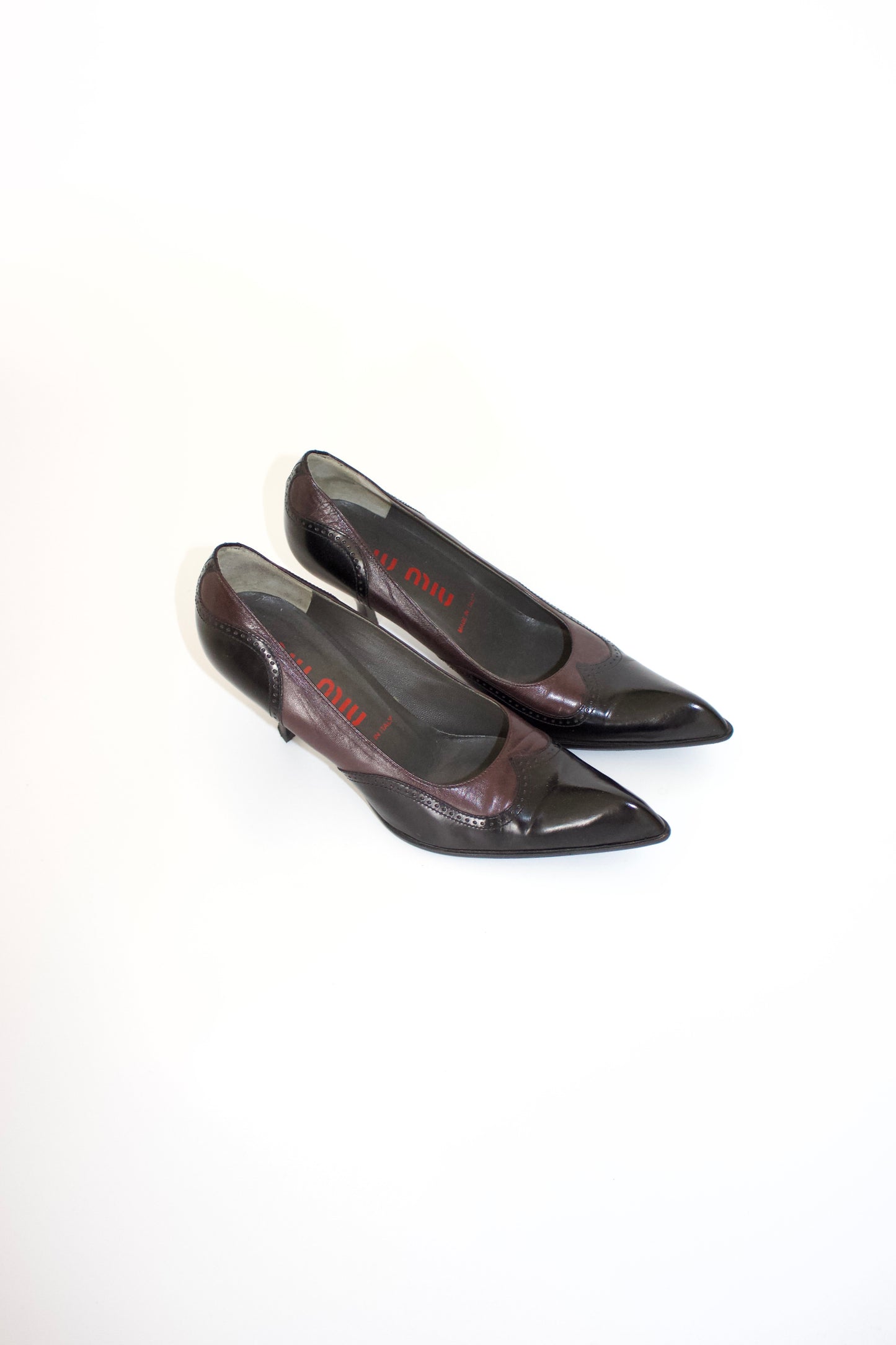 Miu Miu 90s black and purple kitten heels