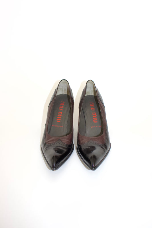 Miu Miu 90s black and purple kitten heels