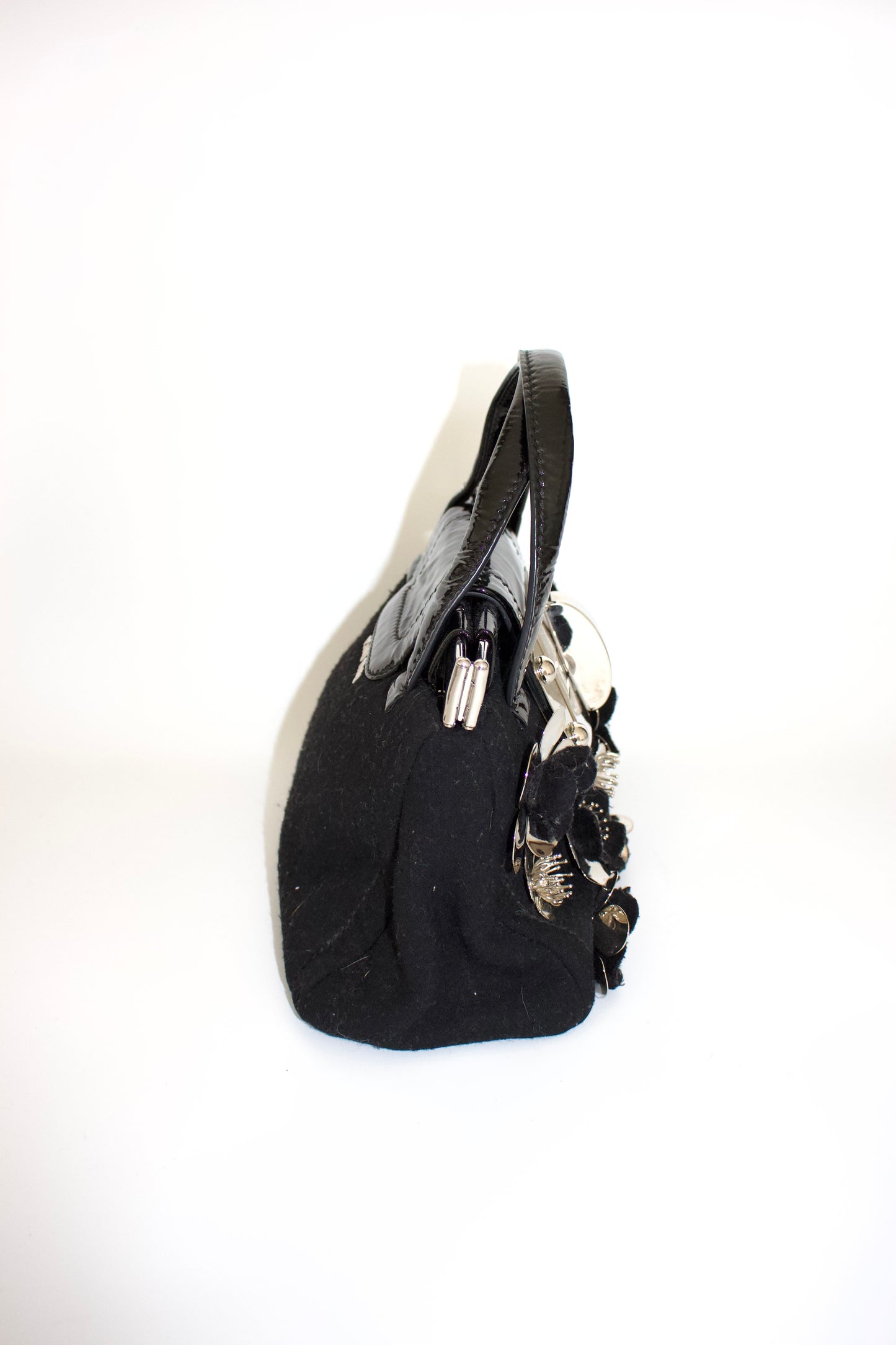 Miu Miu FW2010 black handbag with metallic flowers