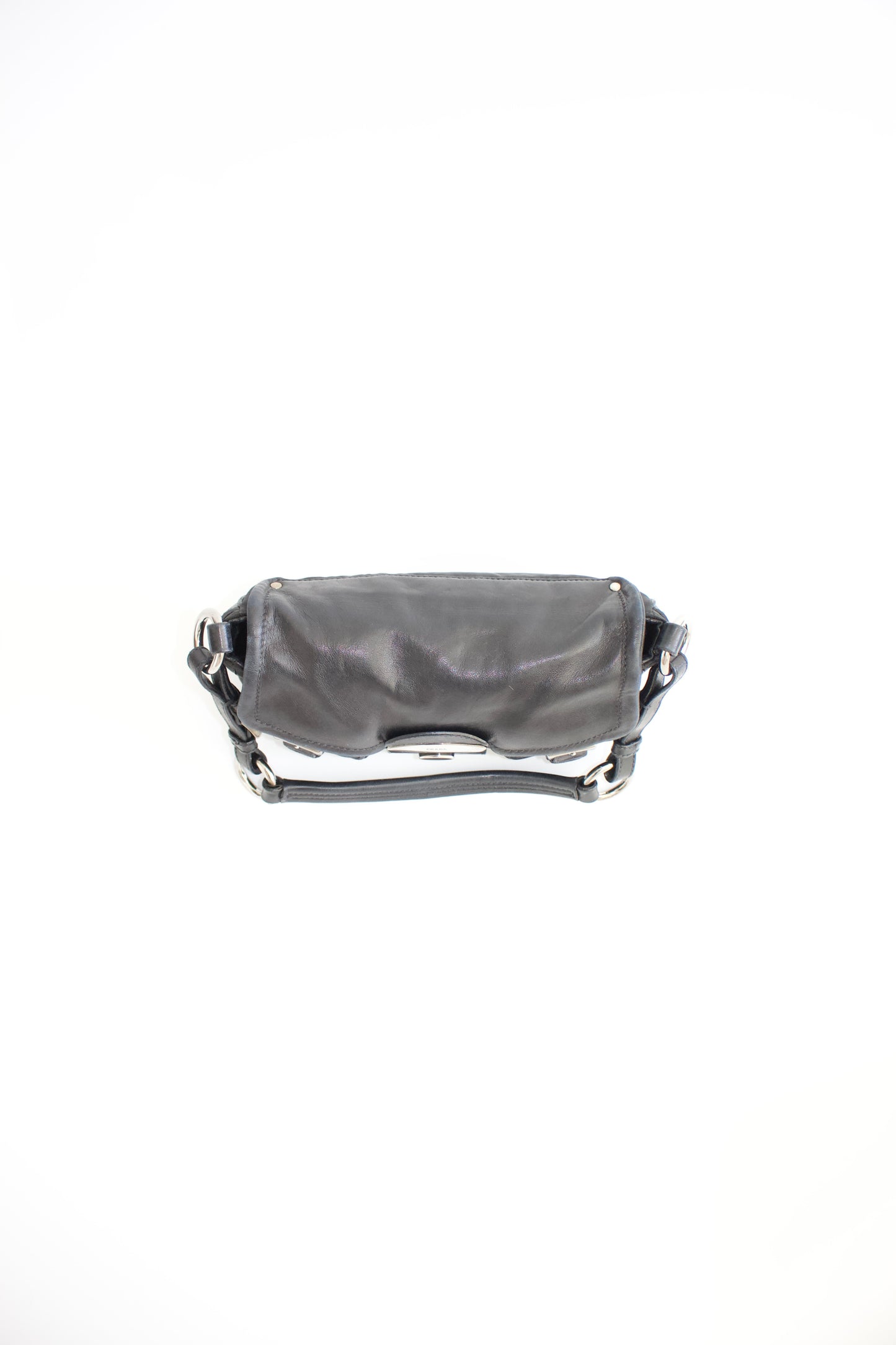 Prada 2000s black nylon & leather baguette