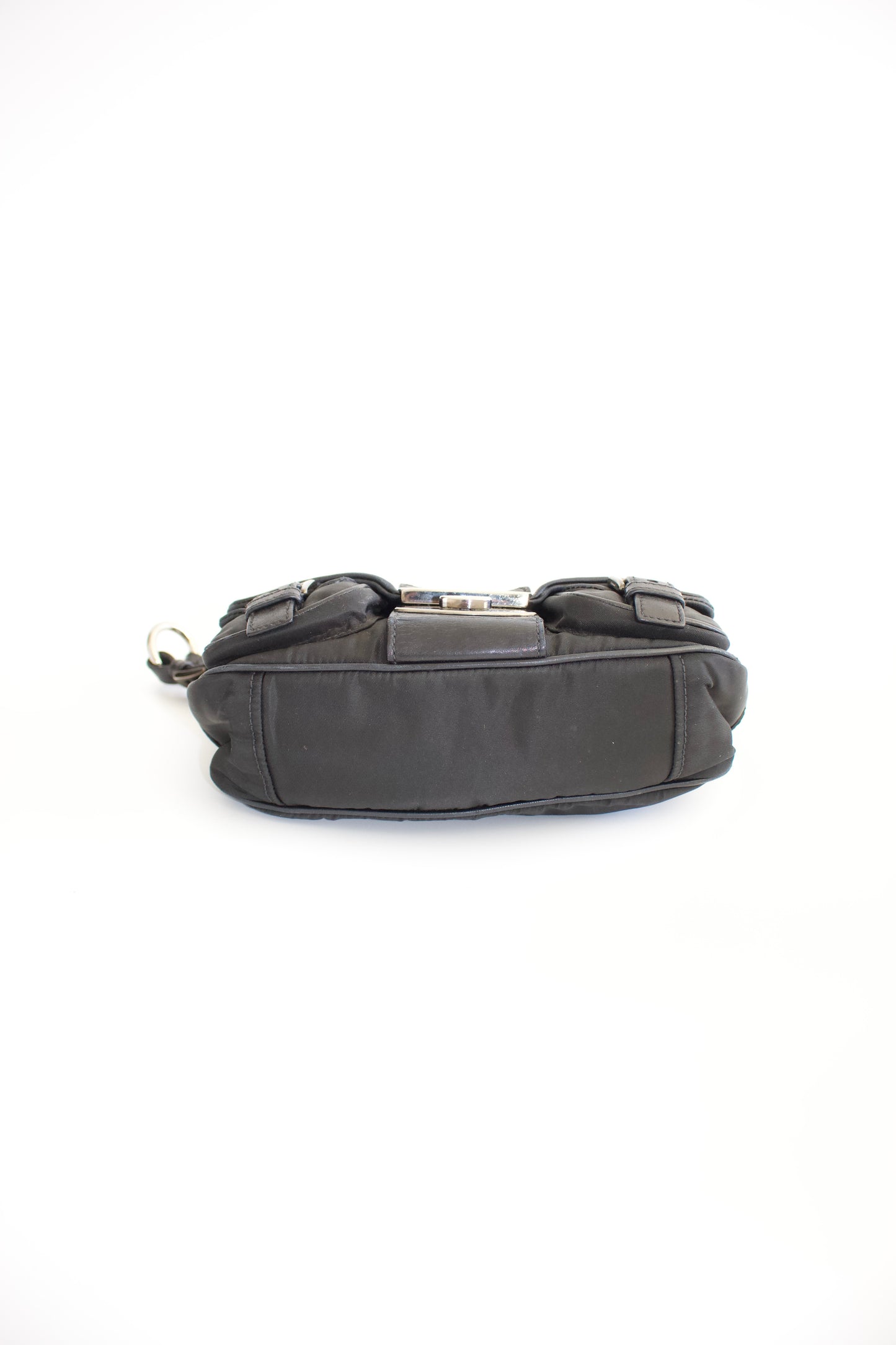 Prada 2000s black nylon & leather baguette