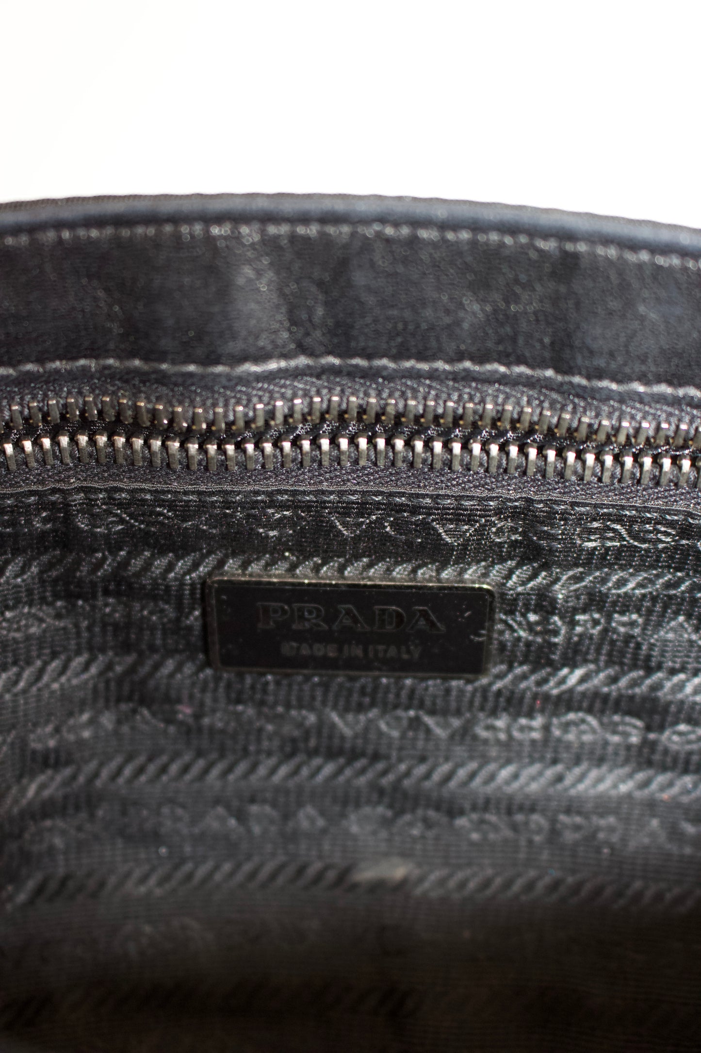 Prada 2000s black nylon & leather baguette